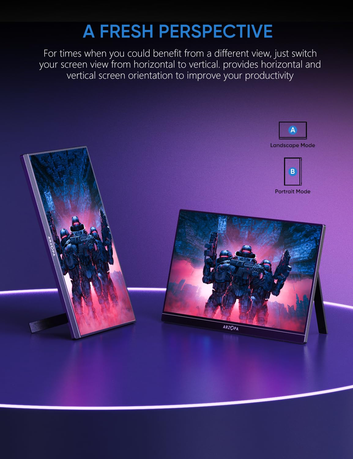 ARZOPA 16.1 Inch 144Hz Portable Gaming Monitor - 1080P FHD, 106% sRGB, HDR, Ultra Slim Design with Kickstand - Eye Care External Second Screen for Laptop, PC, PS5, Mac, Xbox - Perfect for Gaming, Work & Travel (Model Z1FC)