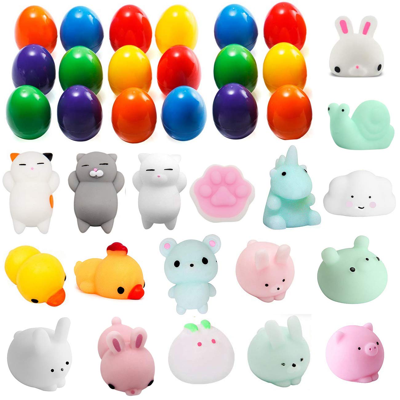 18PCS Cute Kawaii Mochi Squishy Animal Toys - Soft Stress Relief & Anxiety Squeeze Toys for Kids | Perfect for Classroom Prizes, Easter Basket Stuffers, Party Favors & Sensory Play