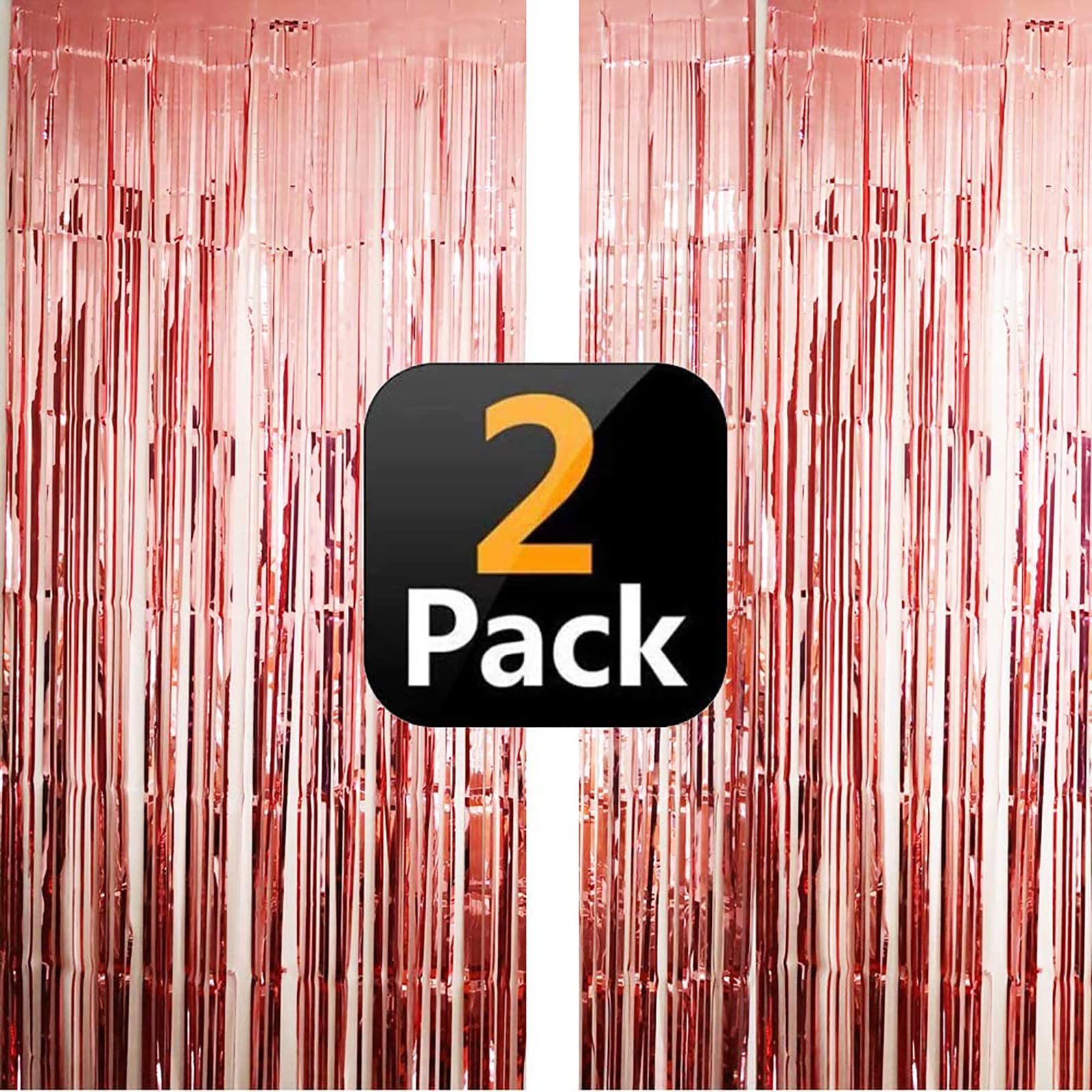 Rose Gold Tinsel Foil Fringe Curtain Backdrop - 2 Pack Party Decor for Graduation, Birthday, Wedding, Baby Shower & Holiday Celebrations | Photo Booth Props for Bridal, Engagement & Bachelorette Parties | Perfect for Event Decorations & Instagram-Worthy Backgrounds