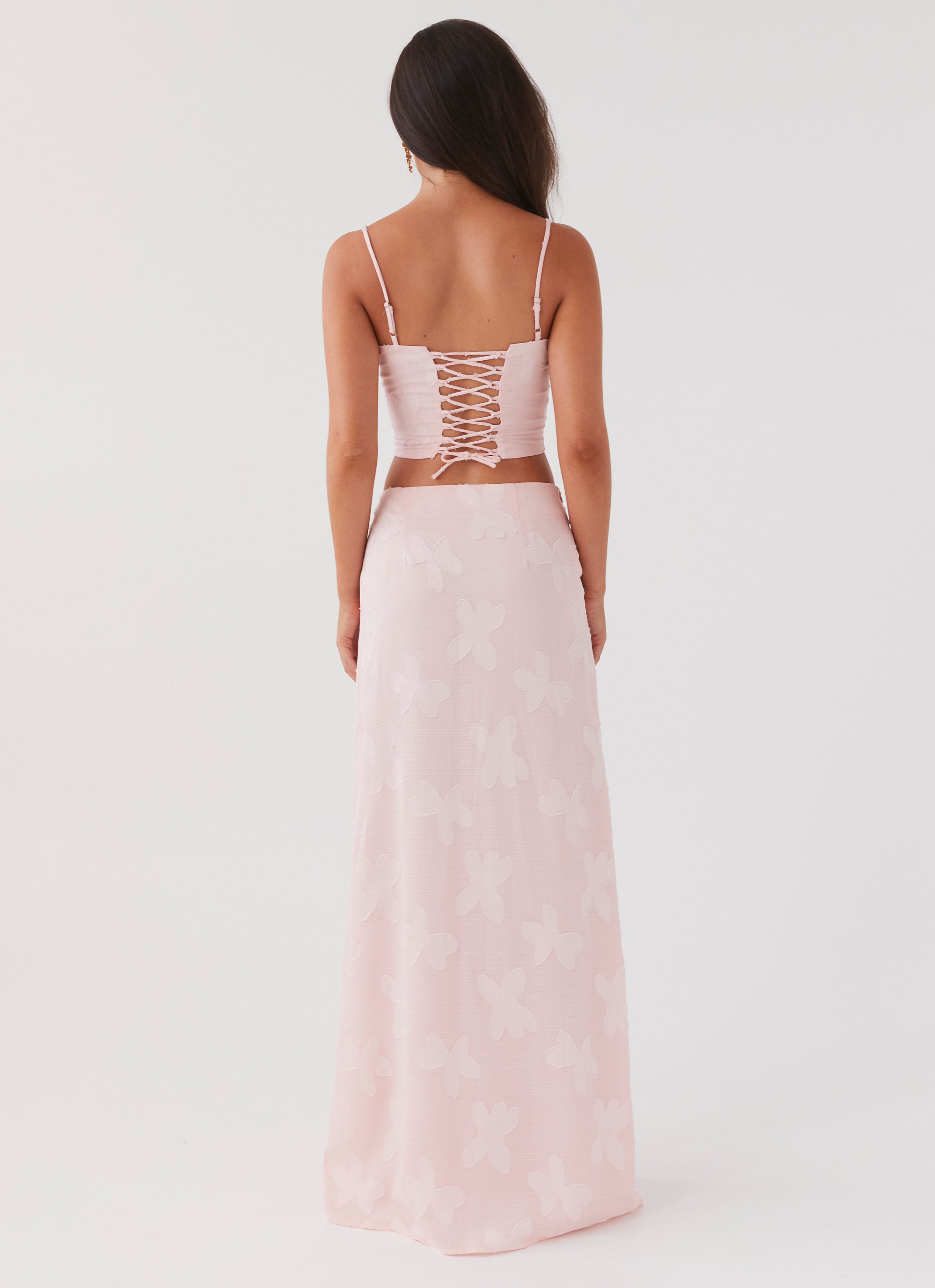 Best Love Maxi Skirt - Flowy Long Skirt for Women, Pink Petal Floral Print, Boho Summer Beach Dress, Perfect for Vacations, Dates & Outdoor Events