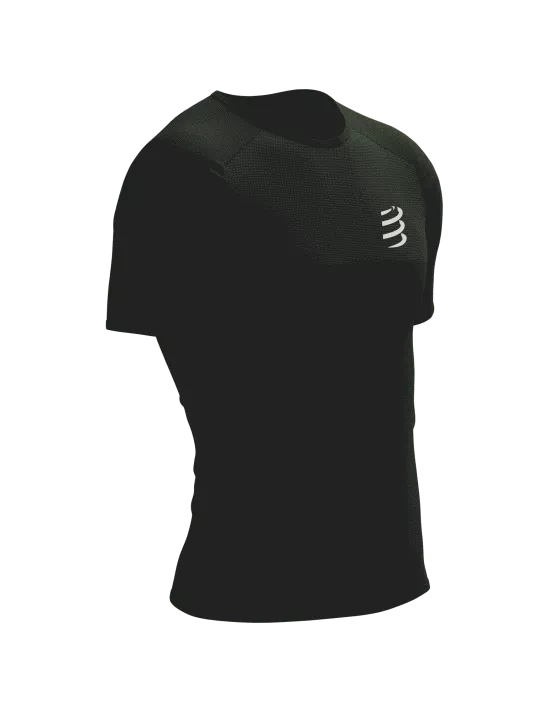 Compressport Men's Performance Short Sleeve T-Shirt - Moisture Wicking, Breathable Athletic Shirt for Running, Cycling & Gym Workouts - Black/White