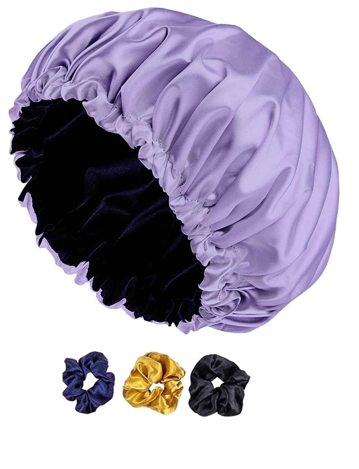 Avirons Satin Bonnet for Hair Protection | Silk Satin Sleep Cap with 3 Free Scrunchies | Reversible Hair Wrap for Curly & Natural Hair | Soft Nighttime Hair Cover for Women & Men | Perfect for Sleeping, Travel & Home Use