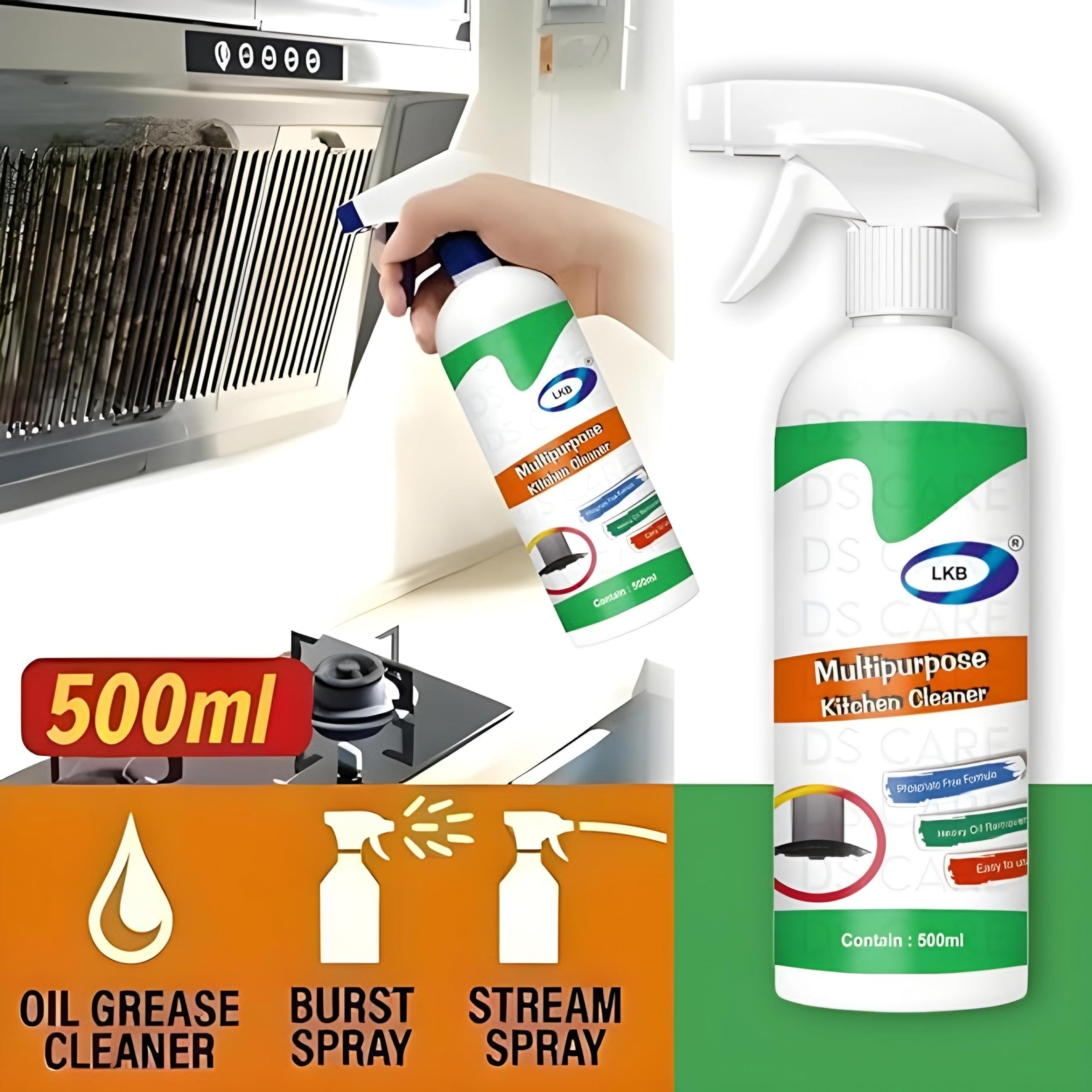 JINI COLLECTION Kitchen Cleaner Spray - Powerful Oil & Grease Remover for Stove, Chimney & Surfaces | Non-Toxic, Non-Flammable Degreaser | Ideal for Deep Cleaning Kitchens & Appliances