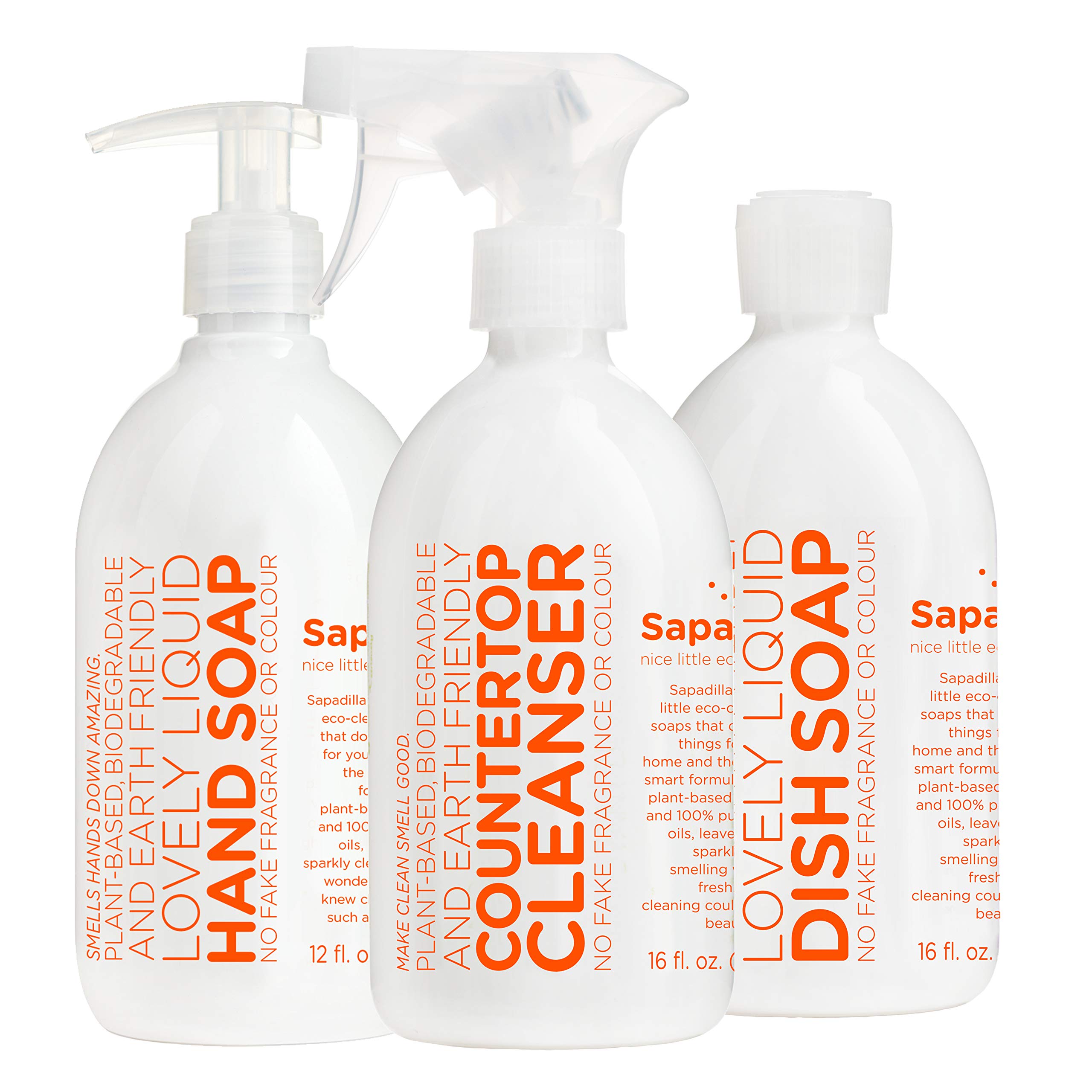 Sapadilla Grapefruit & Bergamot Dish Soap - Hand Soap & Countertop Cleaner Variety Pack | Natural Kitchen & Bathroom Cleaning for Dishes, Hands & Surfaces