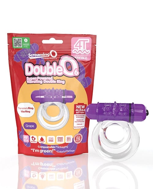 Screaming O 4T DoubleO 6 Vibrating Cock Ring - Grape Flavor for Enhanced Pleasure | Perfect for Couples & Solo Play