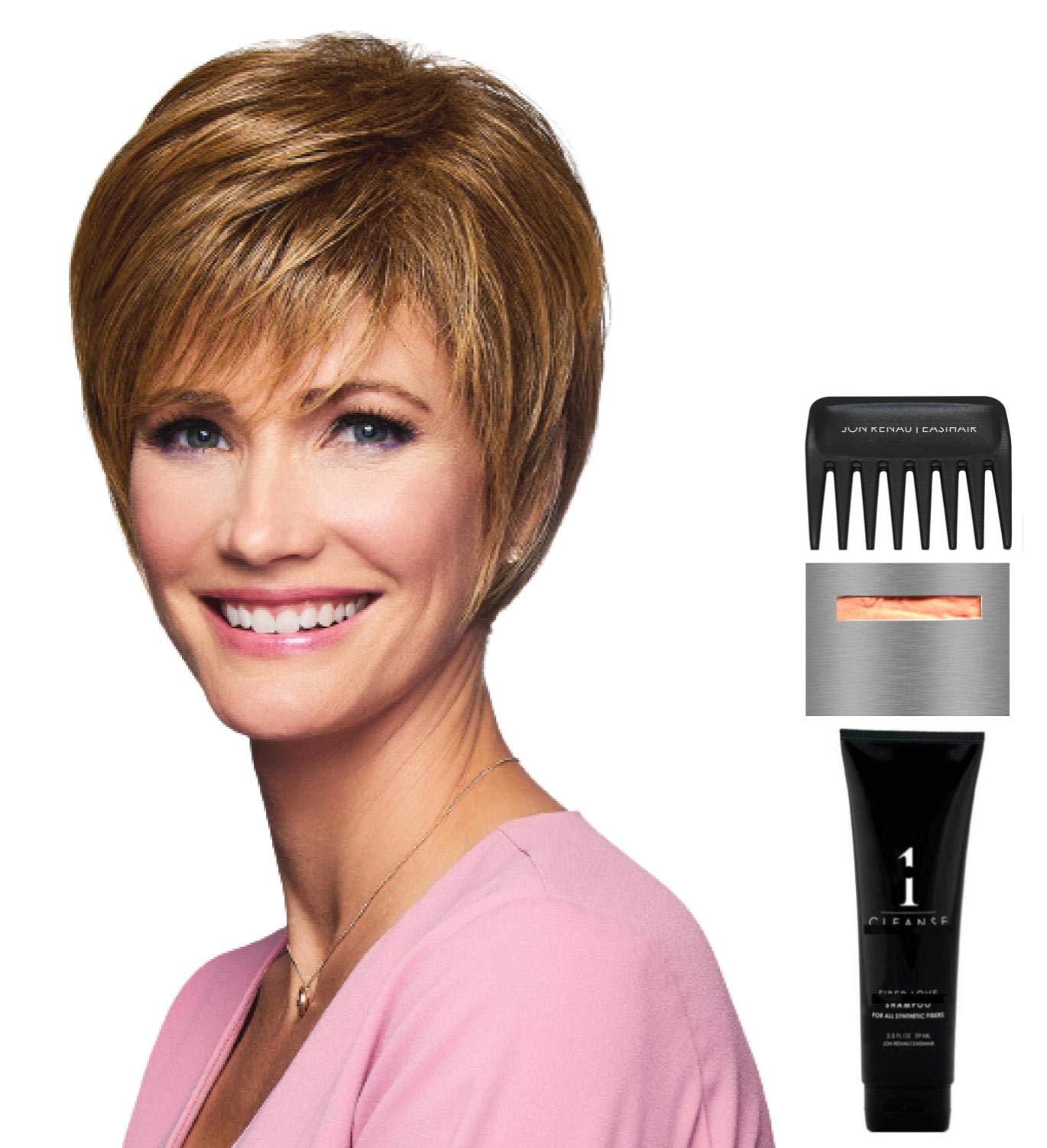 Elation by Gabor Dark Brown Synthetic Wig Bundle - 5 Piece Set with Christy's Wigs Q&A Booklet, Travel Size Wig Shampoo, Wig Cap & Wide Tooth Comb | Perfect for Cosplay, Costume Parties & Everyday Wear