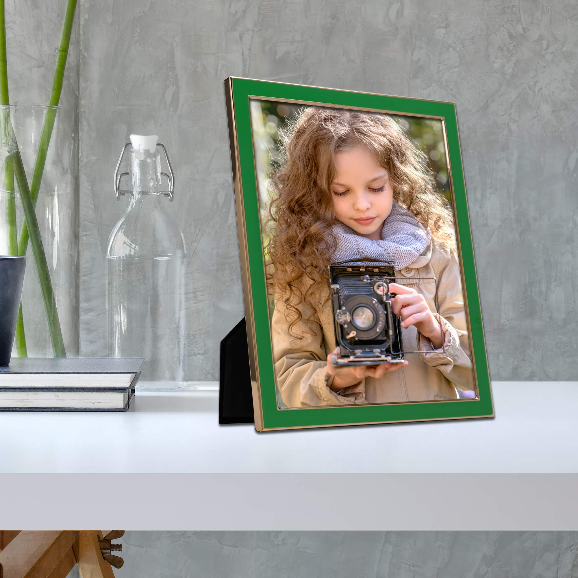 Lawrence Frames 586580 Polished Enamel Picture Frame 8x10 Inch - Elegant Green Photo Frame for Wall Display, Home Decor, Office & Gift Giving