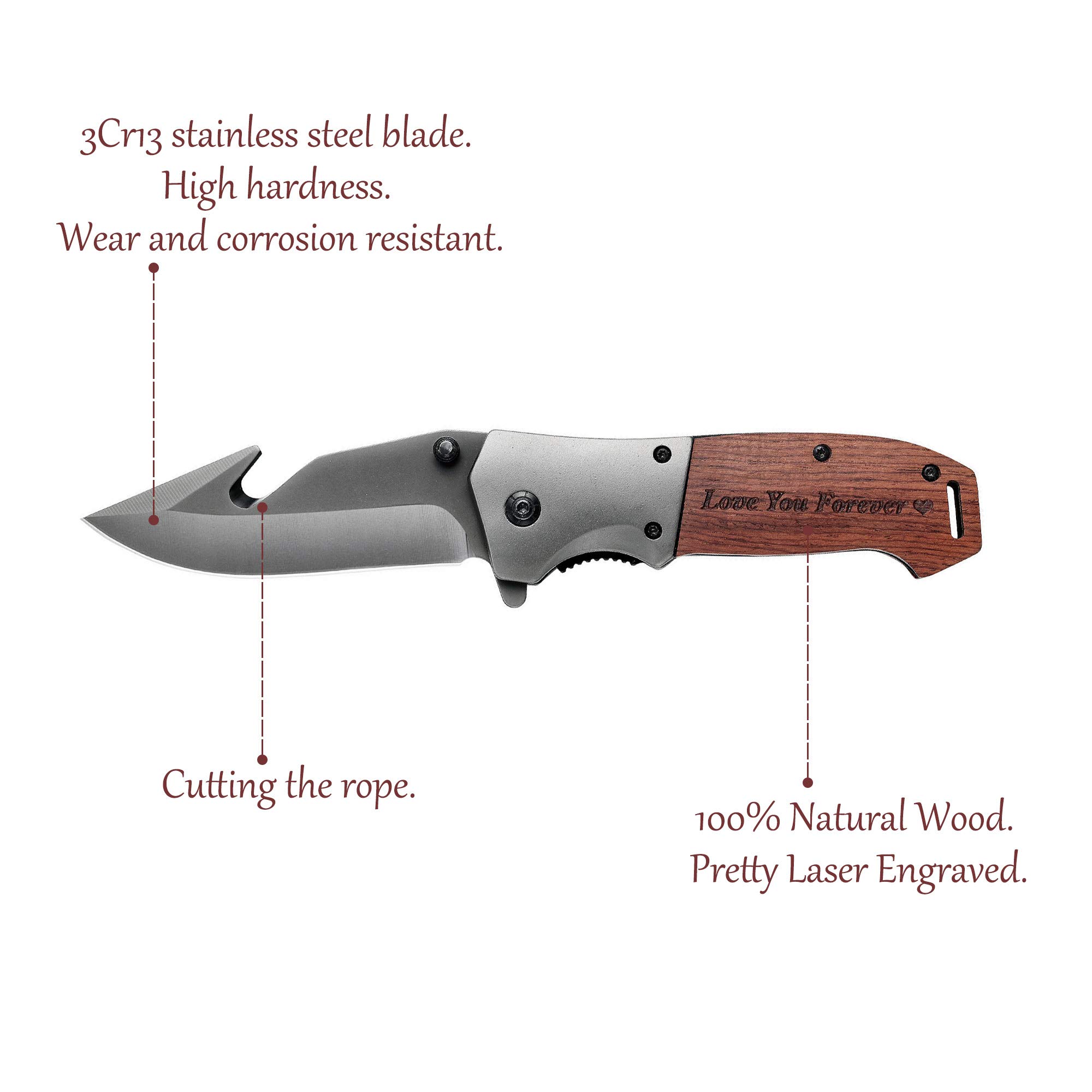 Fodiyaer Best Dad Ever Engraved Tactical Pocket Knife - Personalized Gift for Father's Day, Birthday, Christmas & Graduation - Durable EDC Knife for Outdoor, Camping & Everyday Carry