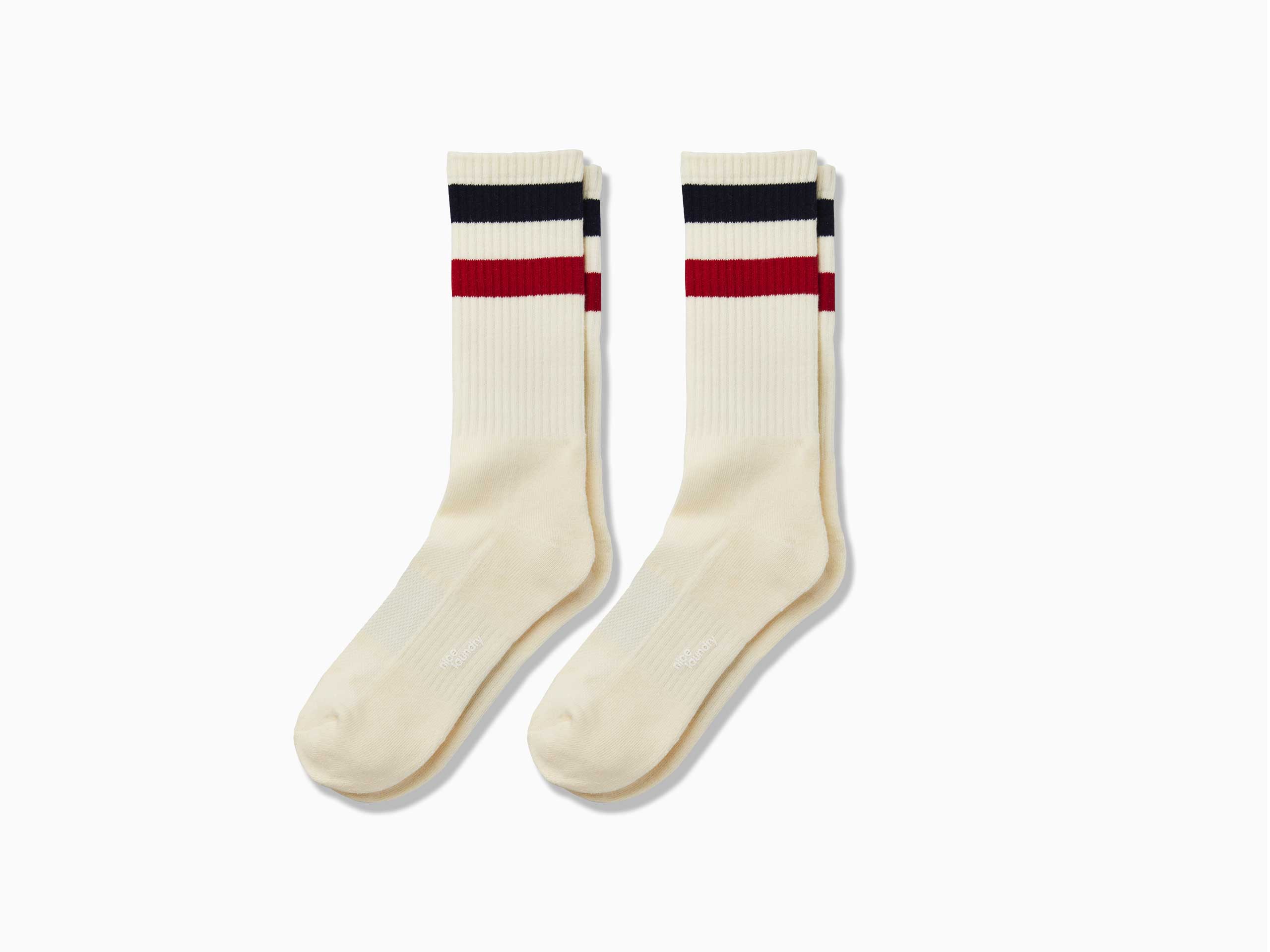 Vintage White Tech Varsity Crew Socks 2-Pack - Comfortable Athletic Socks for Men & Women - Perfect for Sports, Casual Wear & Gifts
