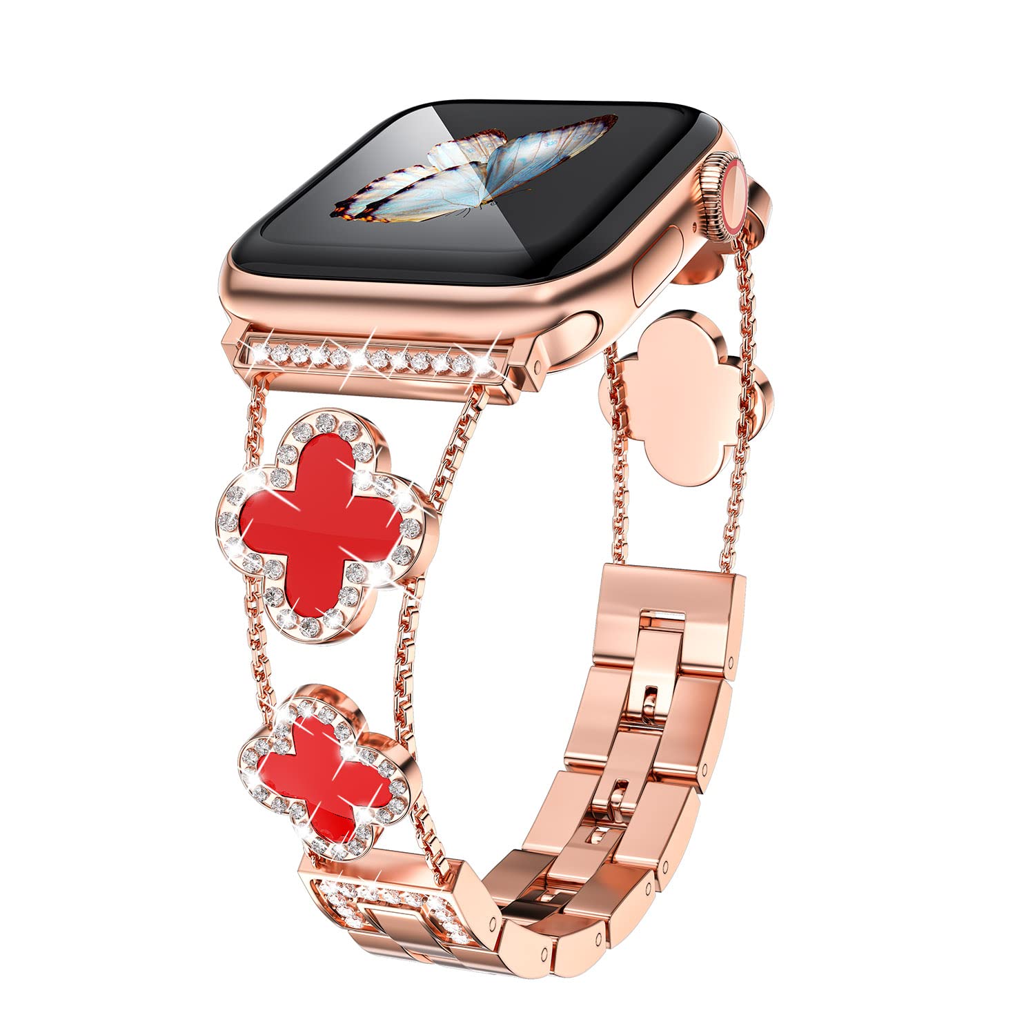 Premium Diamond Metal Watch Band for Apple Watch Series 10/9/8/7/6/5/4/3/2/1/SE/Ultra - Stylish 38mm 40mm 41mm 42mm 44mm 45mm 46mm 49mm Women's Accessory - Perfect for Everyday Wear, Office & Special Occasions