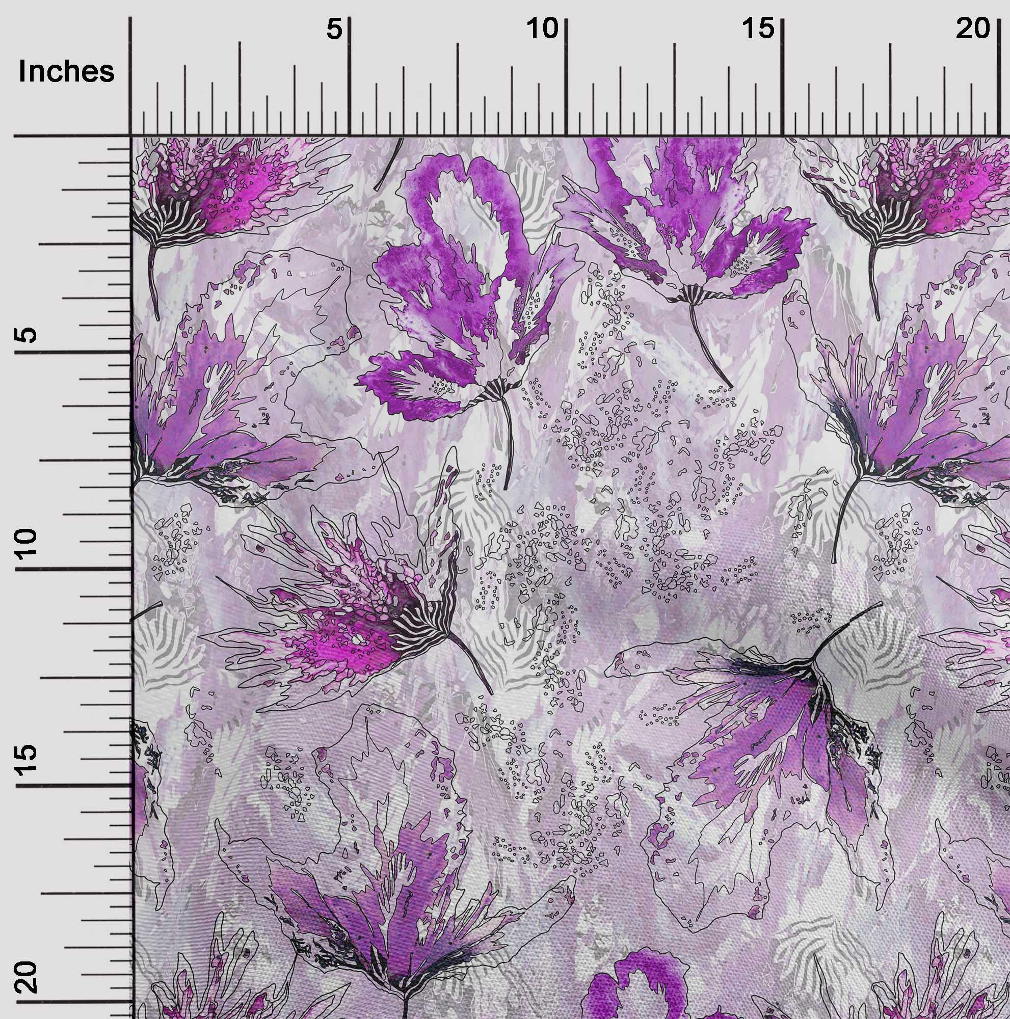 oneOone Viscose Jersey Fuschia Pink Floral Watercolor Print Fabric by The Yard - 60 Inch Wide Soft Draping Dress Material for Summer Dresses, Skirts & Boho Fashion