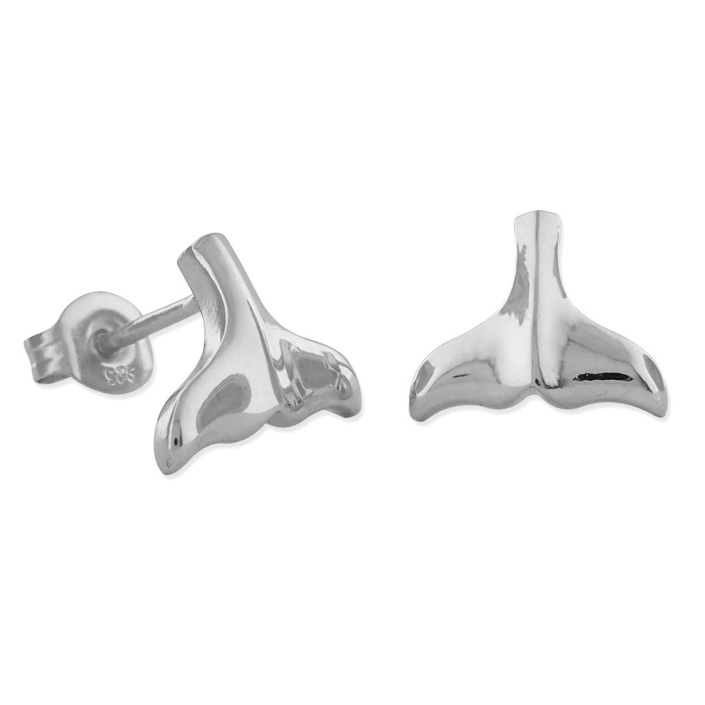 Sterling Silver Small Whale Tail Stud Earrings - Dainty & Elegant Jewelry for Women - Perfect for Everyday Wear, Gifts, and Beach-Themed Outfits