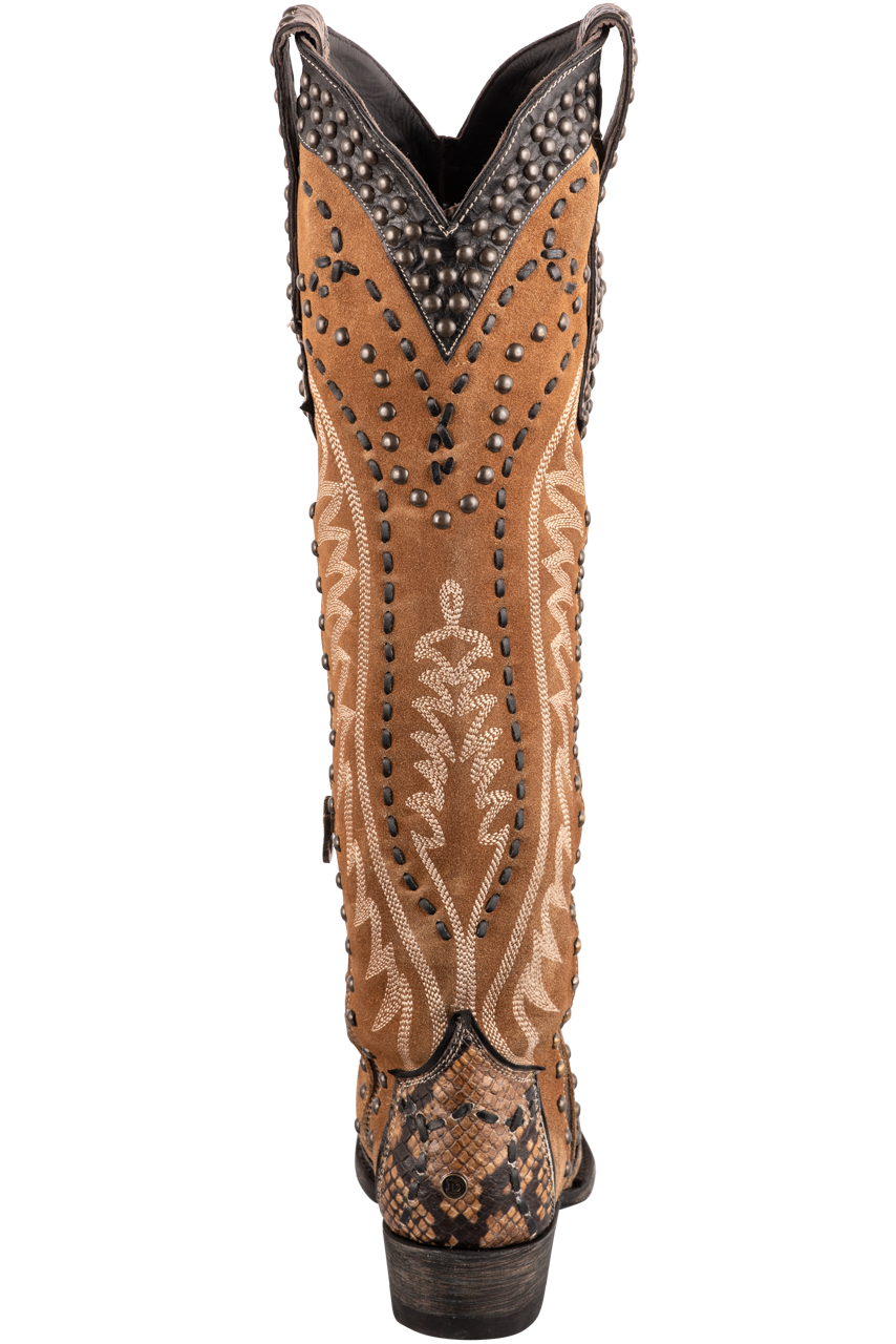 Double D Ranch by Old Gringo Women's Western Cowboy Boots - Brown Snake Print Leather Tall Riding Boots for Country Fashion & Rodeo Events