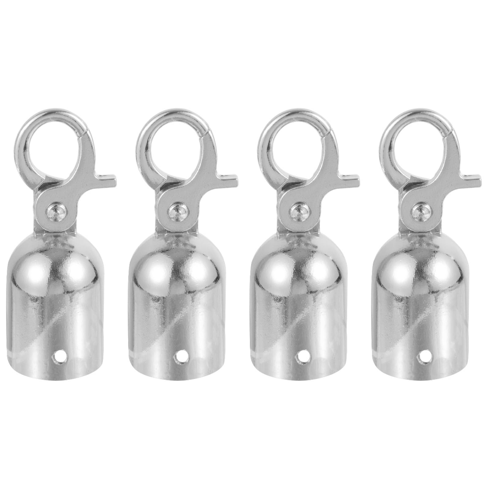 4Pcs Heavy Duty Rope End Caps with Snap Hook for Crowd Control - Queue Divider Accessories (Silver)
