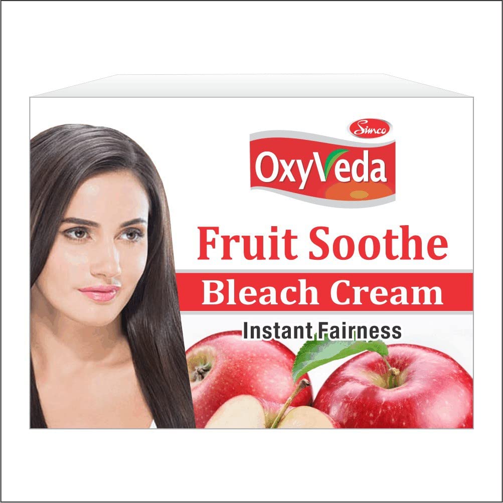 Simco Oxyveda Fruit Soothe Bleach Cream 250g - Skin Brightening & Dark Spot Treatment for Face & Body - Perfect for Evening Skin Tone & Hyperpigmentation Care
