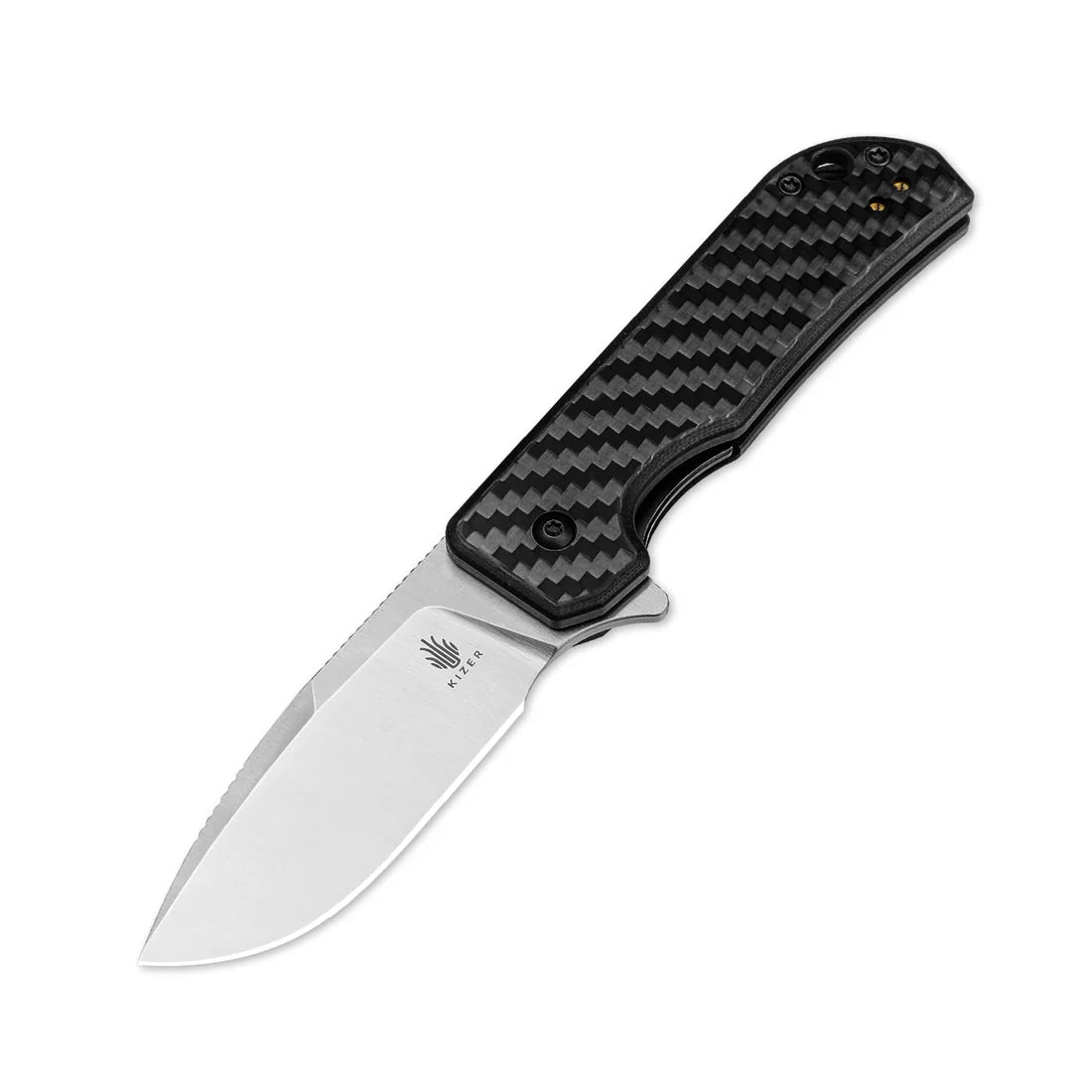 Kizer V3011C1 Vanguard Nice Guy Flipper Knife - Satin Blade & Carbon Fiber G10 Handles - EDC Pocket Knife for Outdoor, Camping, Hiking and Everyday Carry