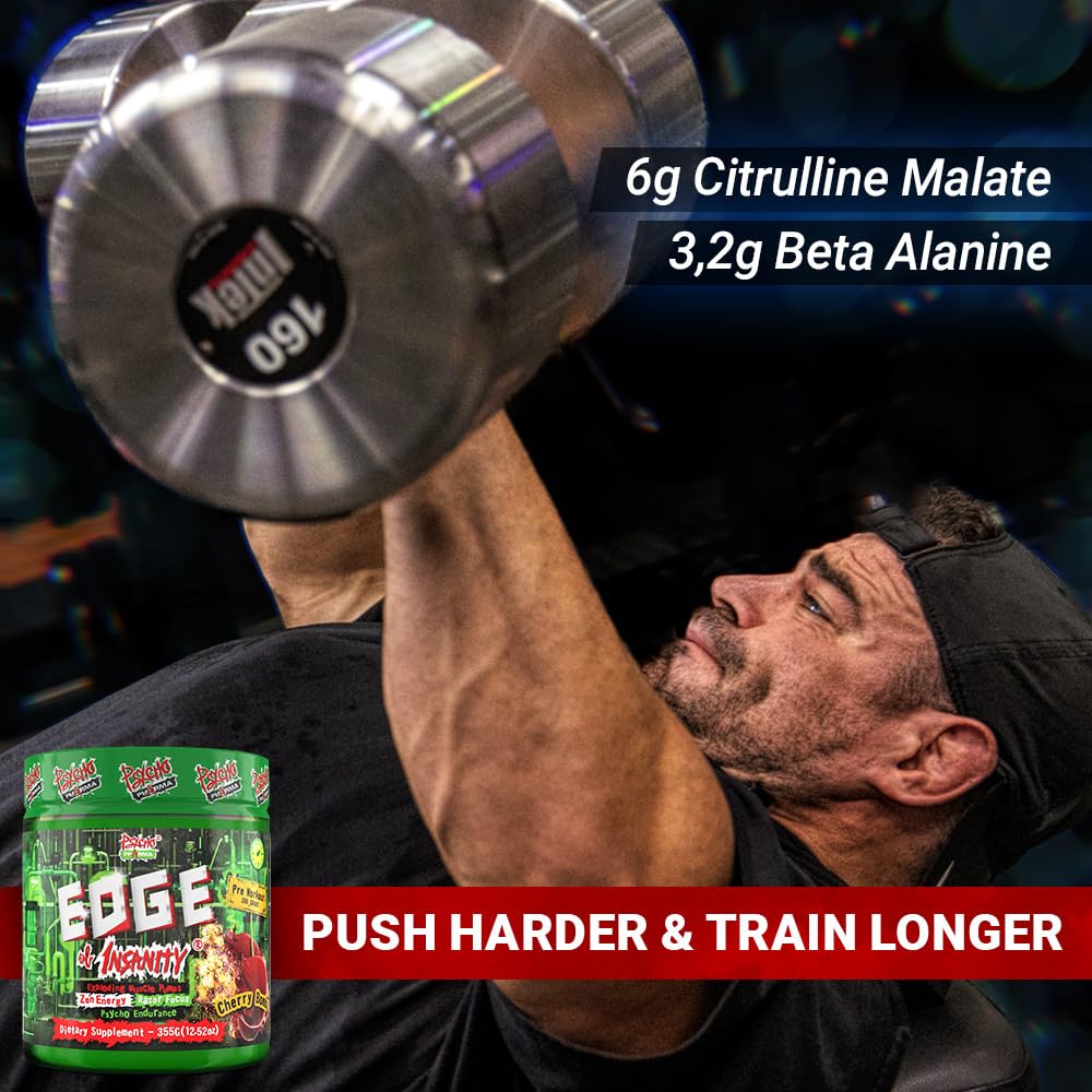 Psycho Pharma Edge of Insanity Pre-Workout Supplement 305g - Boost Energy & Focus for Intense Gym Sessions & Bodybuilding