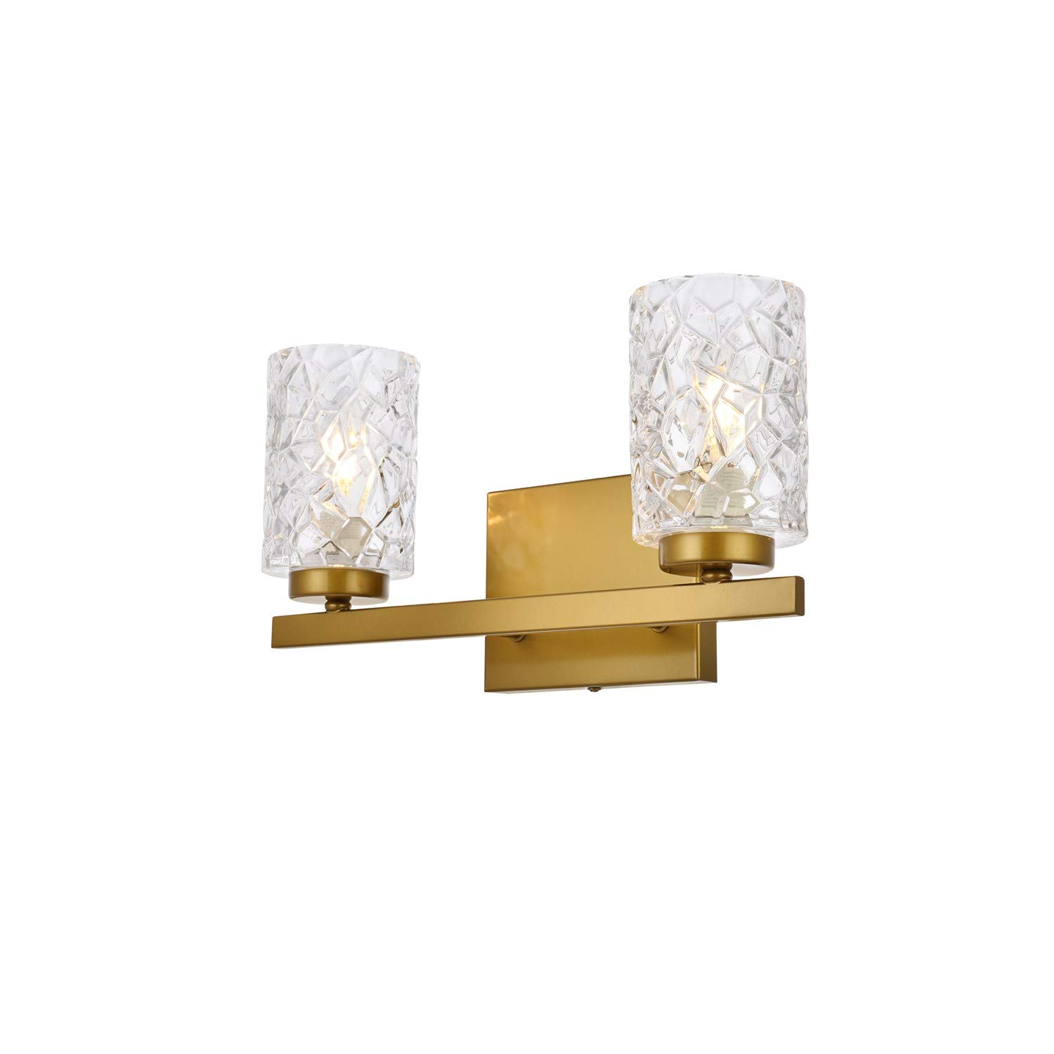 Cassie 2-Light Brass Bathroom Wall Sconce with Clear Glass Shade - Perfect for Vanity Lighting, Powder Room & Modern Bathroom Decor