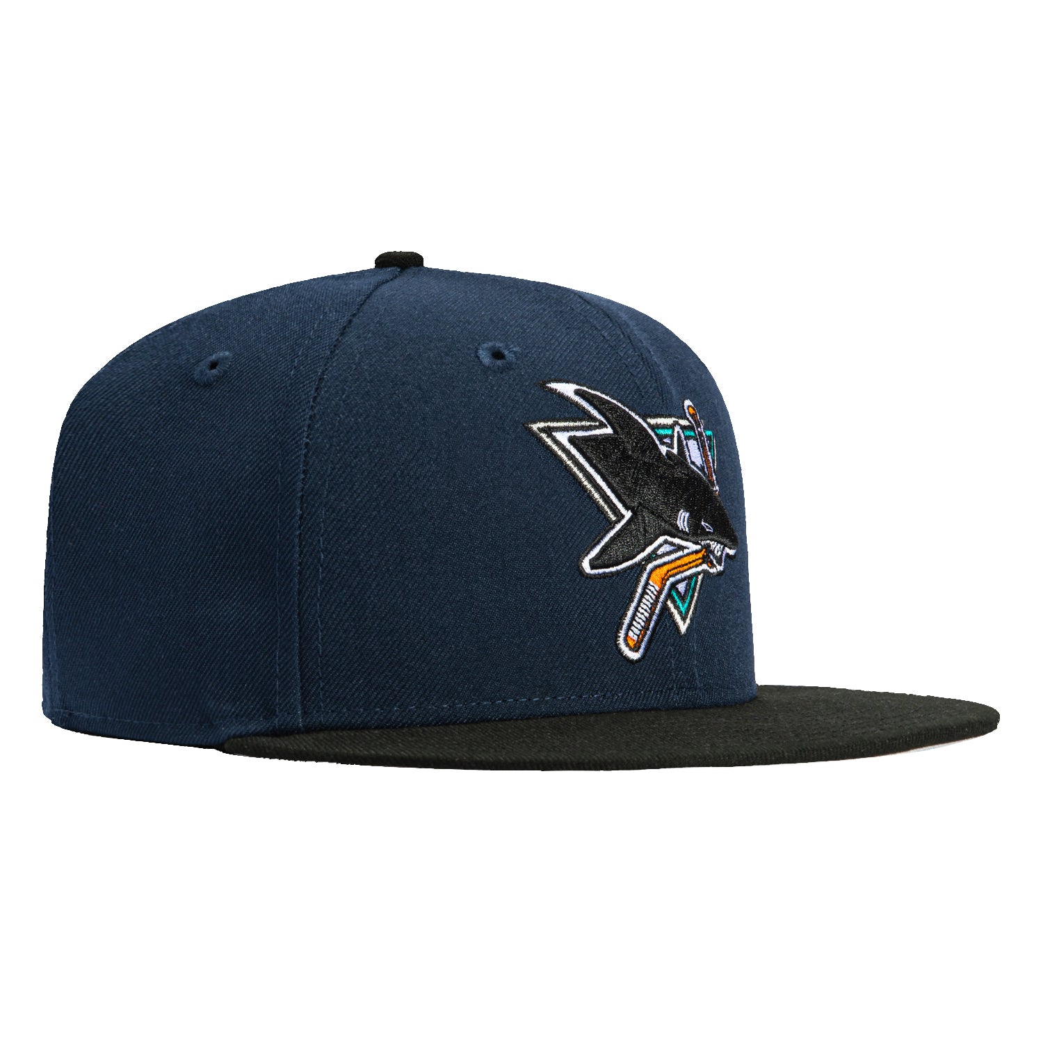 New Era 59Fifty San Jose Sharks Snapback Hat - Navy & Black Adjustable Baseball Cap for Men & Women - Perfect for Sports Games, Streetwear & Casual Outfits