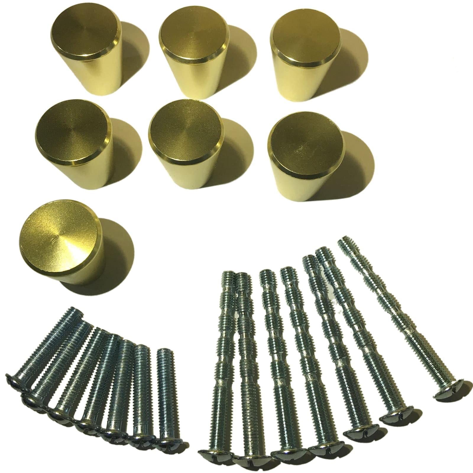 7 Pack Brass Cabinet Knobs - Gold Drawer Pulls for Dresser, Kitchen Cabinet & Cupboard | Elegant Hardware for Home Decor & Furniture Upgrade