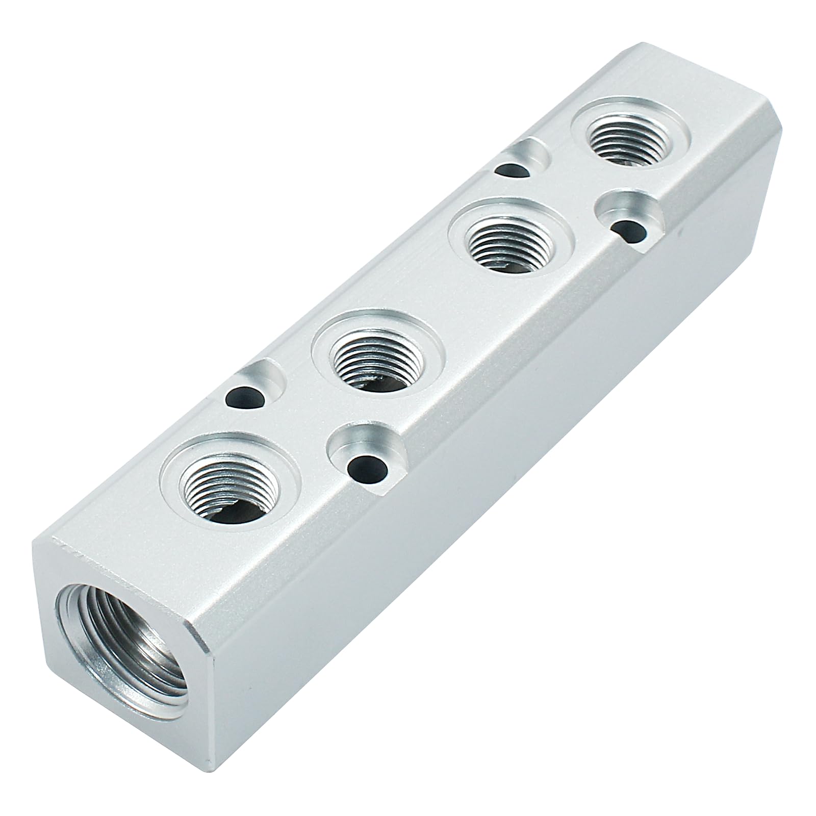 Litoexpe 4 Way Pneumatic Manifold Air Distribution Block - G1/2 Supply Port & G1/4 Output Port - Heavy Duty Air Compressor Manifold Fitting for Industrial Automation, HVAC Systems & Pneumatic Tools