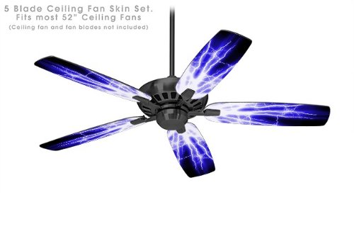52 Inch Ceiling Fan Skin Kit - Lightning Blue Design, Fits Most Standard Fans (Fan & Blades Not Included) - Perfect for Bedroom, Living Room, and Home Office Cooling