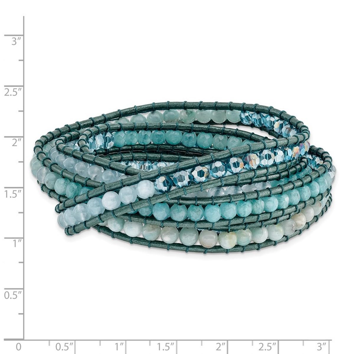 Amazonite & Blue Quartz Crystal Leather Wrap Bracelet for Women - Adjustable Multi-Wrap Beaded Boho Jewelry for Everyday Wear, Gifts & Spiritual Healing