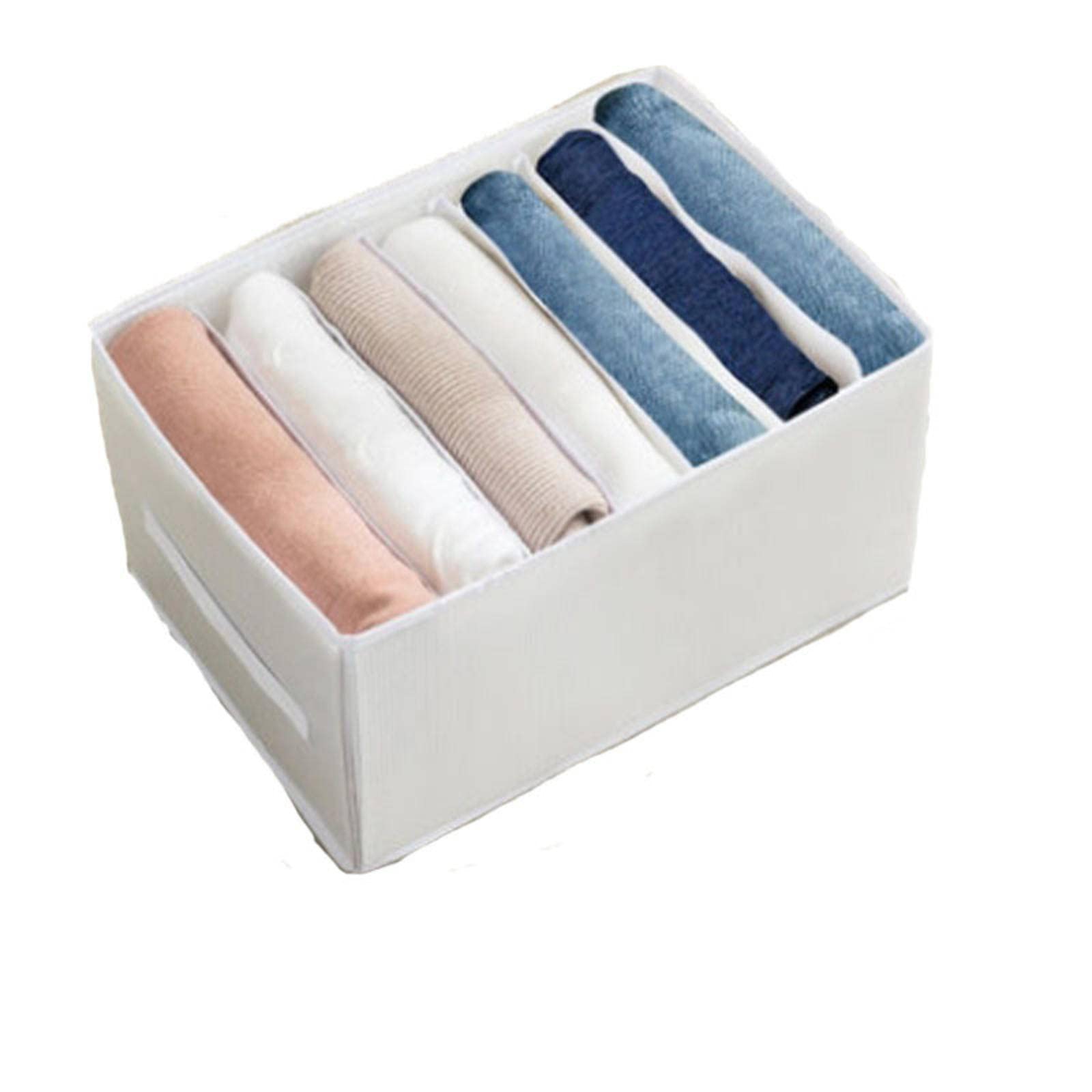 Washable 3-Pack Wardrobe Clothes Organizer for Folded Clothes - 7/9/12 Grids Drawer Divider for Thin Jeans, Leggings, T-Shirts, Bras, Underwear & Socks (White/Grey) | Perfect for Closet, Dresser & Travel Storage Organization