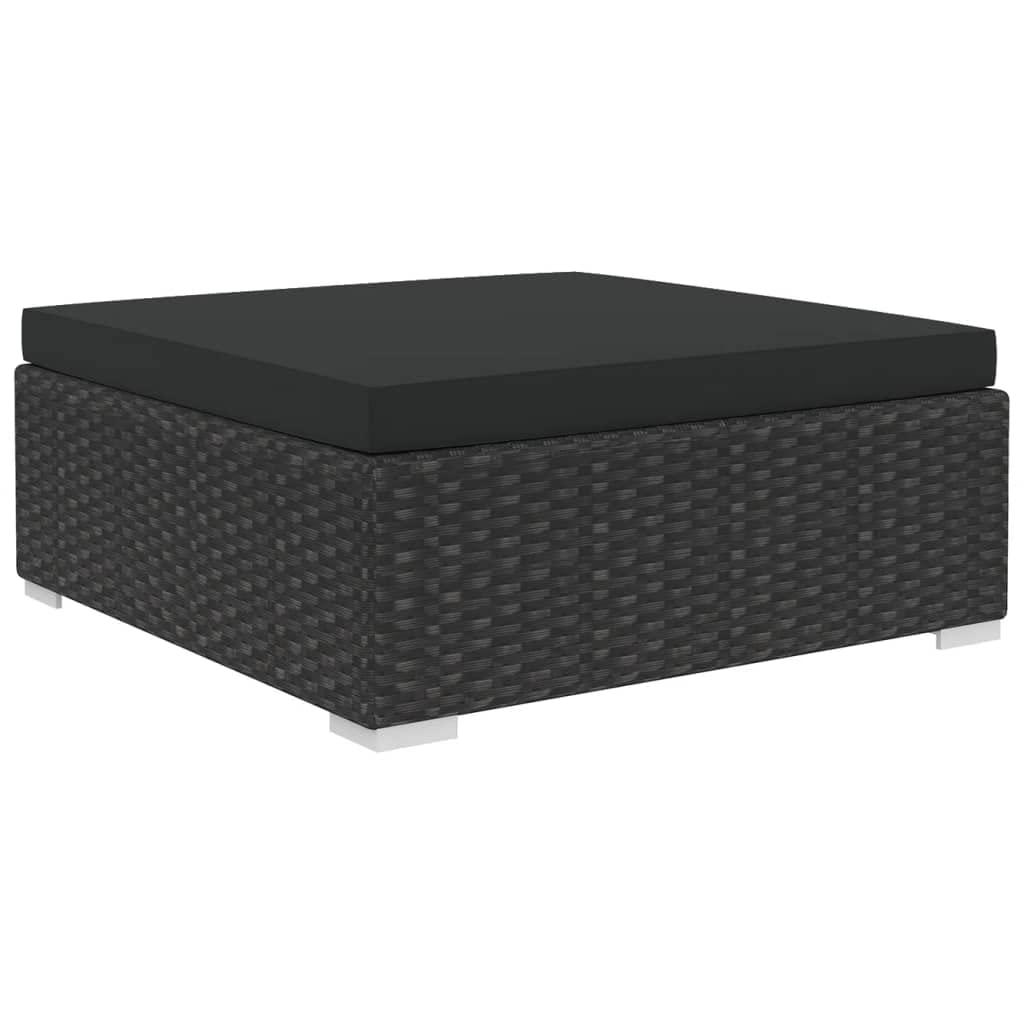 vidaXL 8-Piece Patio Furniture Set with Cushions - Black Poly Rattan Outdoor Sectional Sofa & Coffee Table - Perfect for Garden, Backyard, and Poolside Relaxation