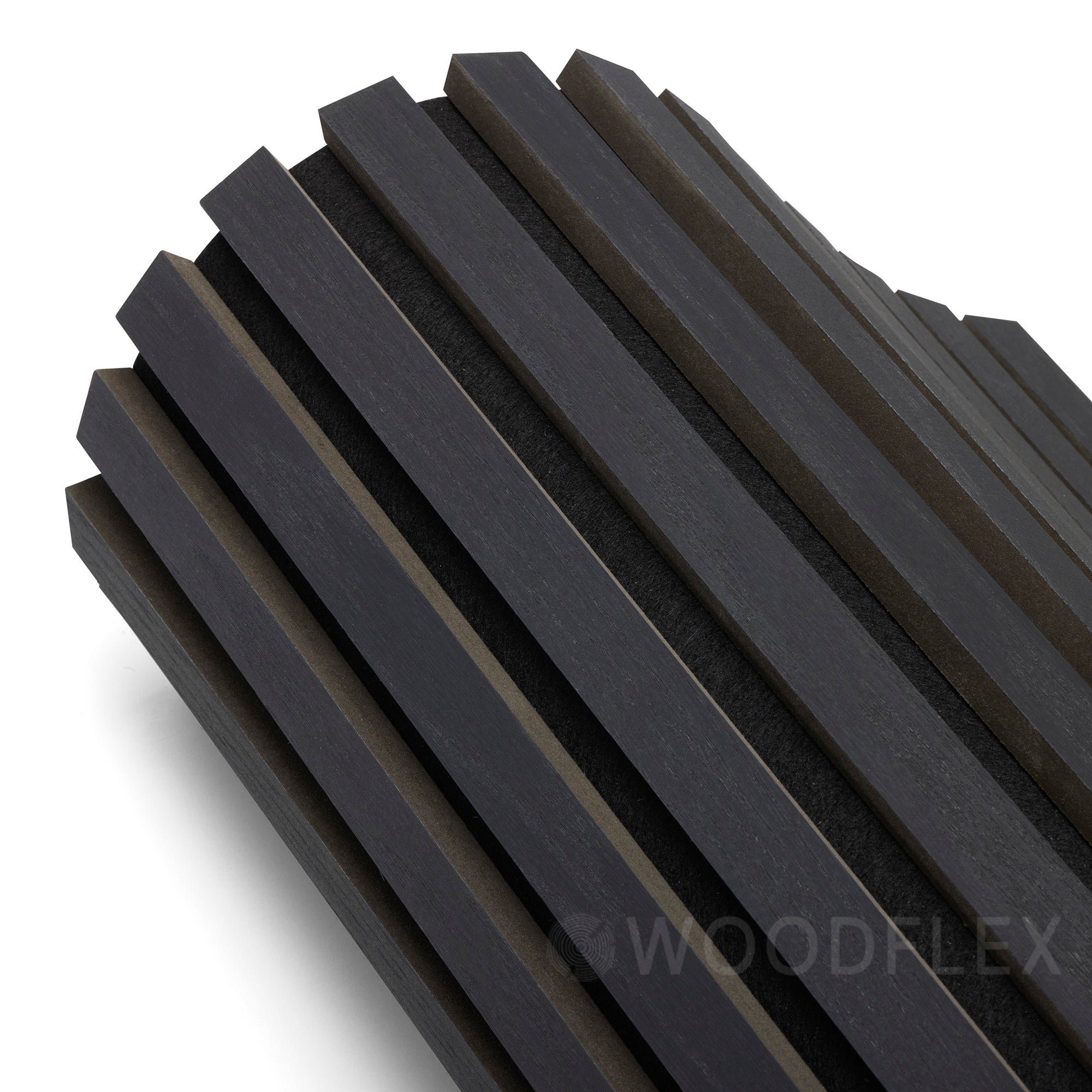 WOODFLEX Flexible Acoustic Wood Slat Wall Panel - Black Veneer Soundproofing Decor (2400mm x 600mm) for Home Theater, Office & Recording Studio