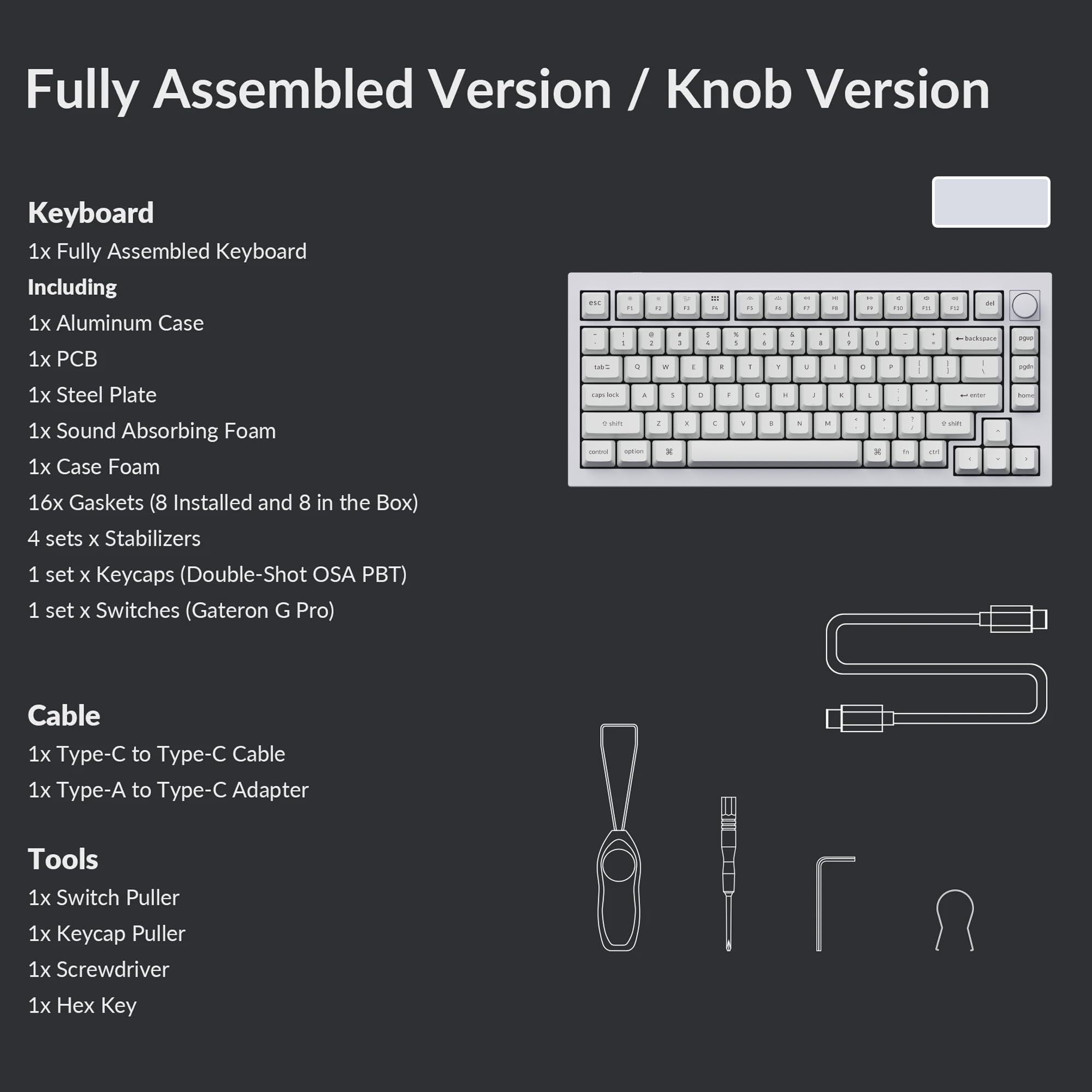 Keychron Q1 V2 RGB Wired 75% Custom Mechanical Keyboard - Hot-Swappable Gateron G Pro Blue Switches, QMK/VIA Programmable, Double Gasket Design for Mac/Windows/Linux (White) | Perfect for Gaming, Coding & Office Work