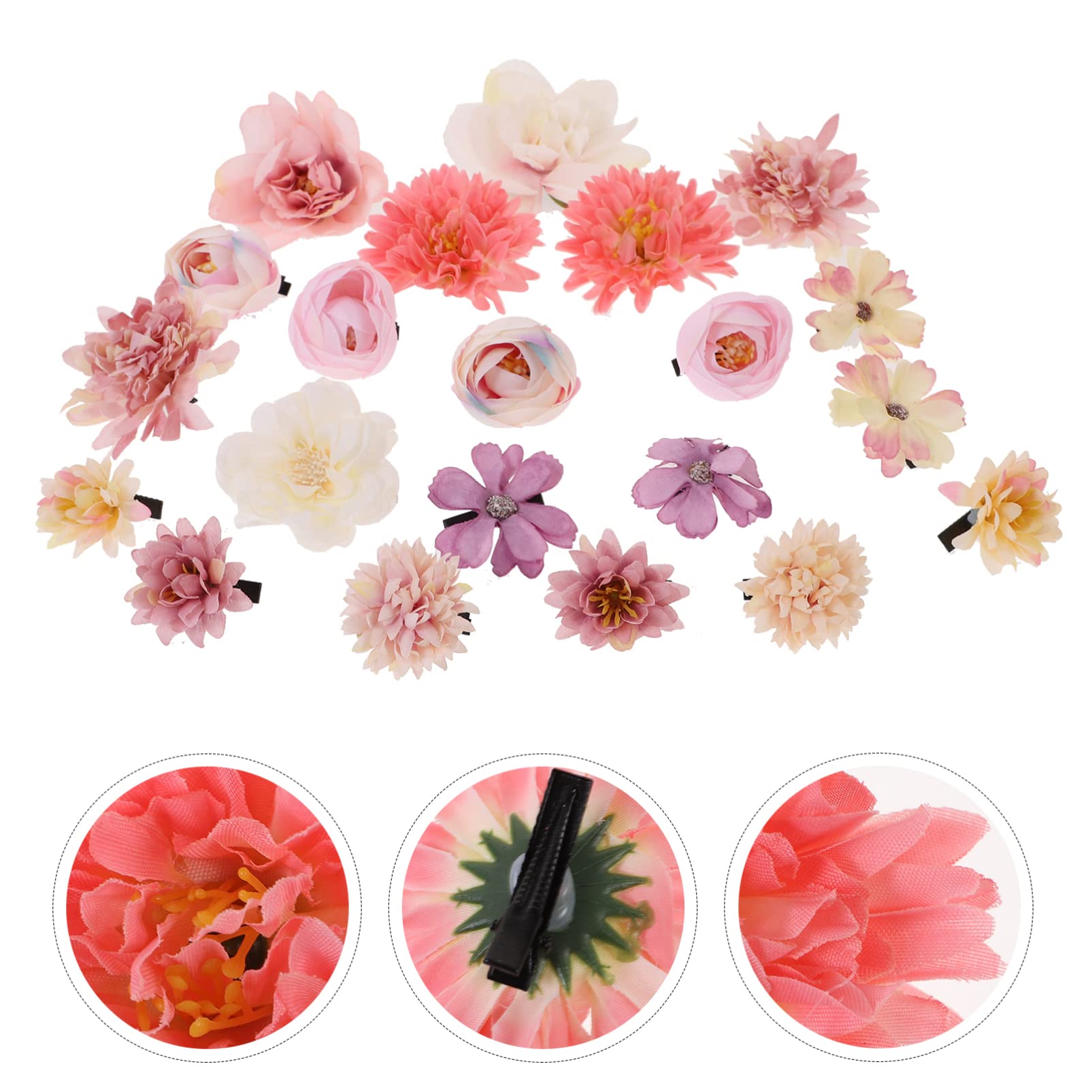 LALAFINA 21pcs Boho Flower Hair Clips Set - Alloy Hair Claw Clips with Silk Flowers, Hair Bows & Brooch Pins for Women, Girls, Brides - Perfect for Weddings, Parties, Festivals & Everyday Boho Style