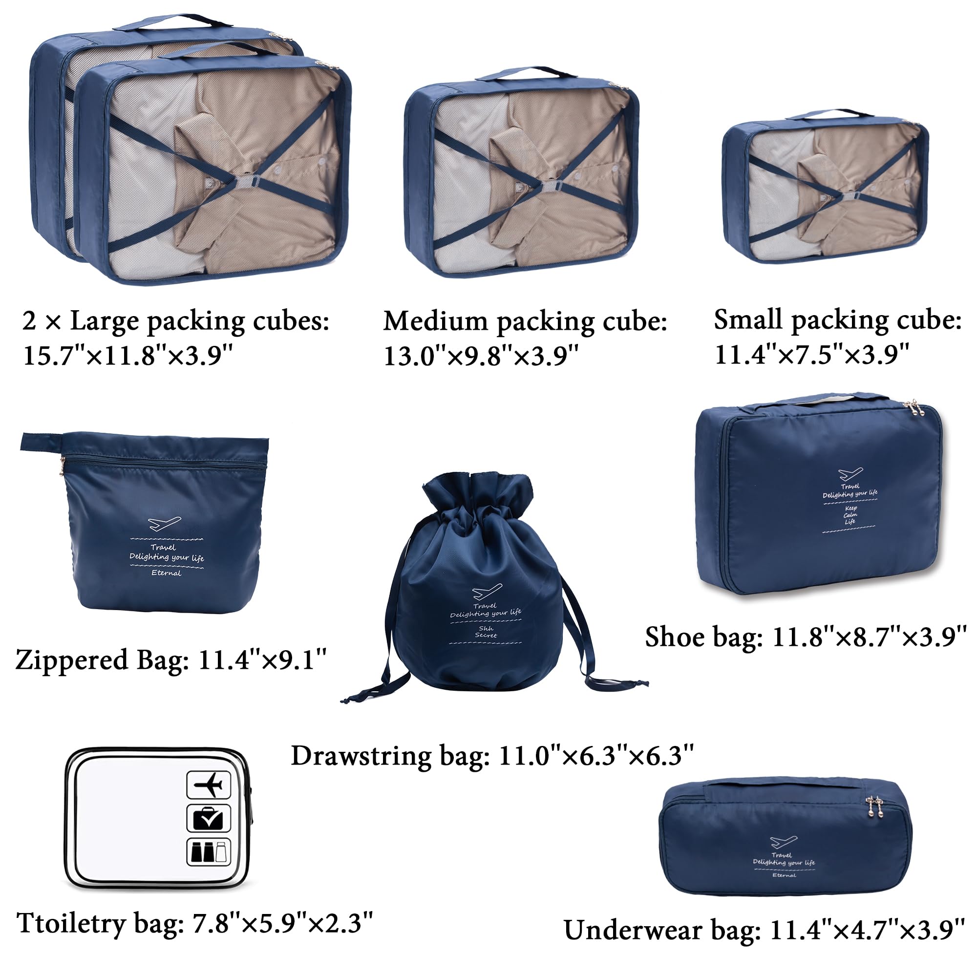 9-Piece Packing Cubes Set for Travel - Lightweight Luggage Organizer Bags for Carry-On Suitcases | Perfect for Business Trips, Vacations & Weekend Getaways