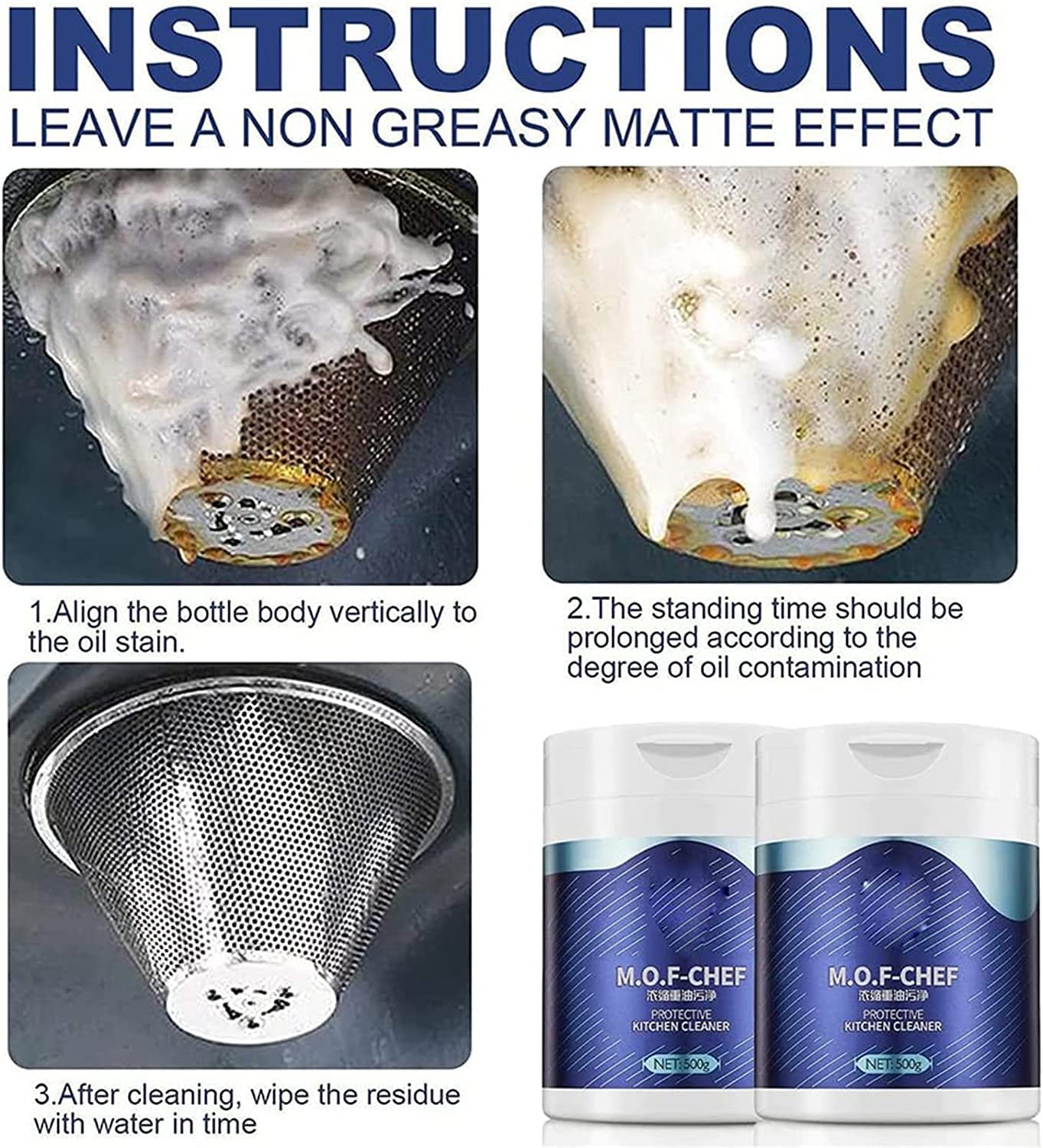 **Mof Chef Cleaner Powder - Heavy Duty Degreaser for Kitchen & Appliances - 17.6oz Bucket - Removes Grease, Stains & Grime - Ideal for Stovetops, Ovens, Grills & More**