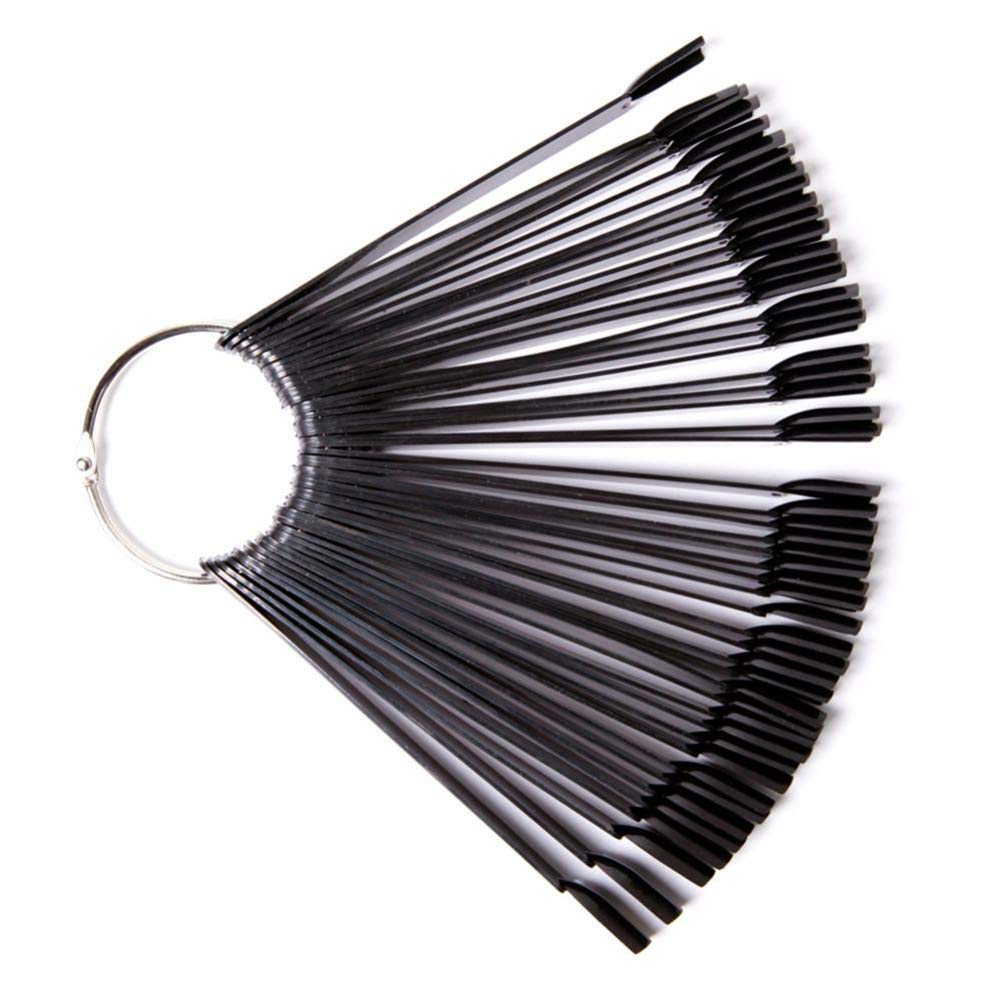 50Pcs Fan-Shaped Nail Polish Display Stand - Professional Nail Art Practice Tools for Salon & DIY Manicure - Black Color Polish Holder for Creative Nail Designs