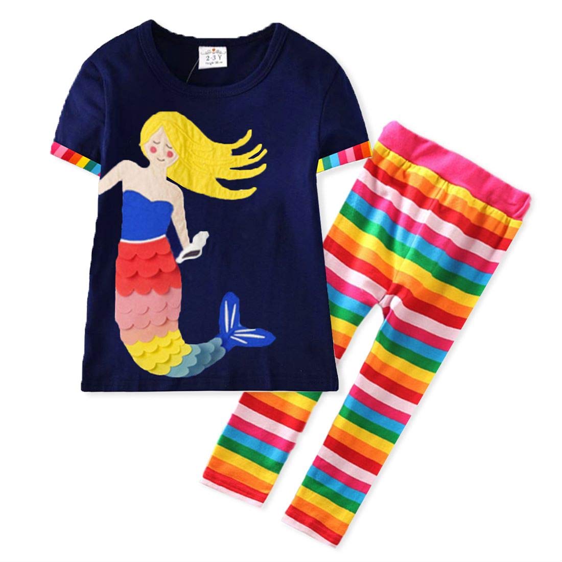 VIKITA Toddler Girls Summer Outfits - Cute 2-Piece Shirt & Leggings Set for Little Kids | Soft Cotton Playwear, Birthday Gift for 1-5 Year Olds | Perfect for Playdates, Preschool & Summer Adventures