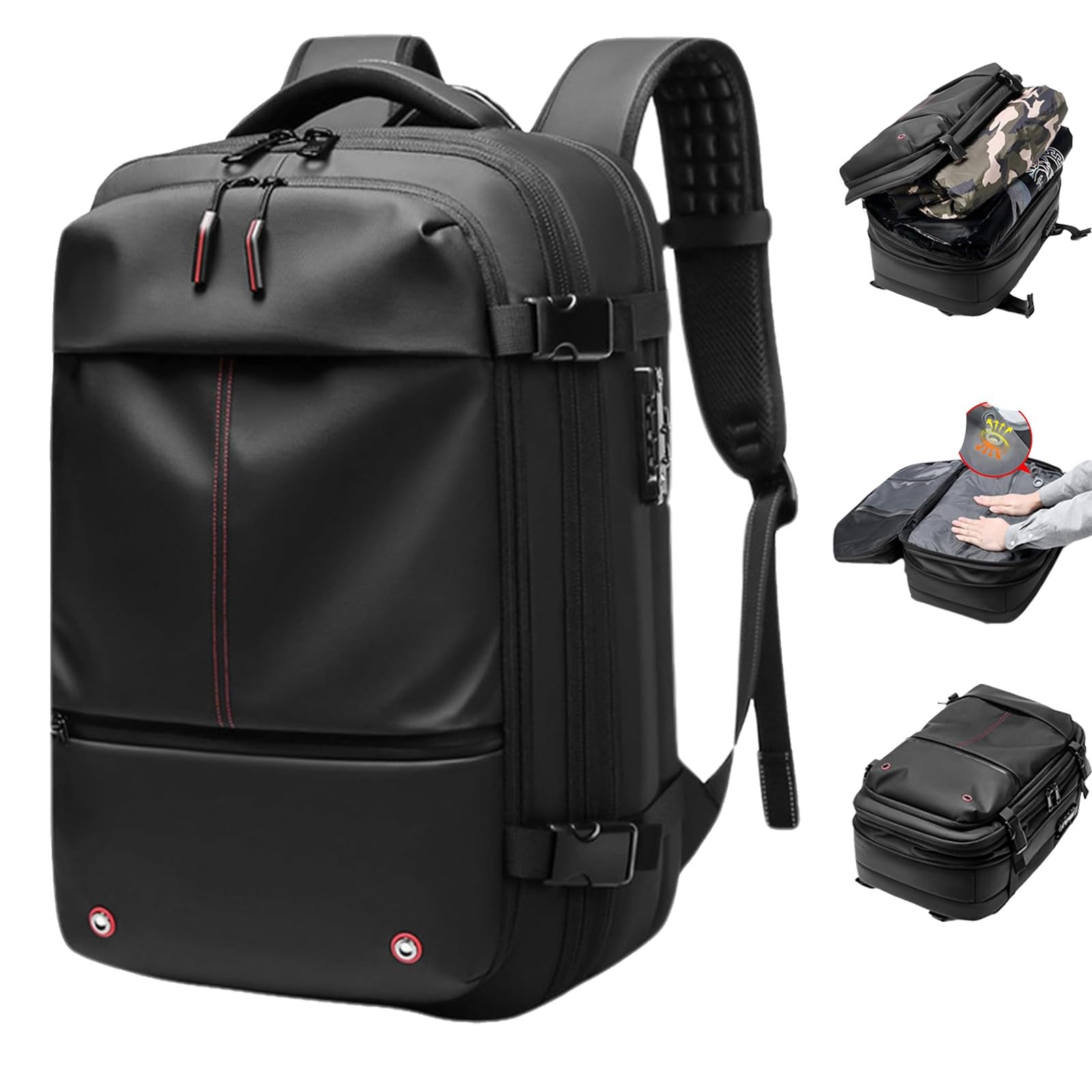 Space Vac Pro 60L Expandable Vacuum Compression Travel Backpack - Electric Vacuum Pump Included, Jet Pack Pro Design for Luggage & Storage (Black) | Perfect for Travel, Camping & Space-Saving Home Organization