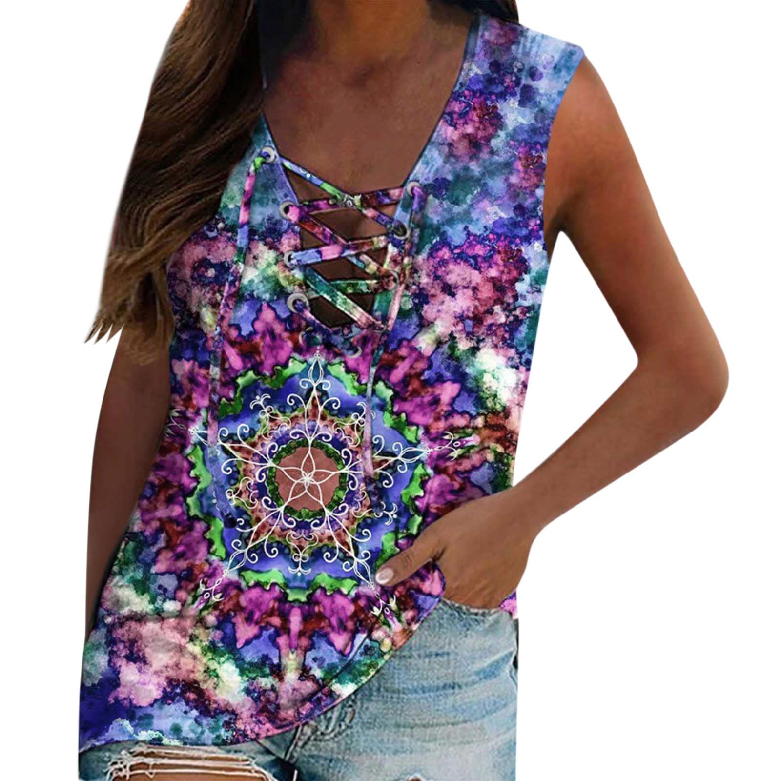 ONHUON Women's Sexy Casual Cotton Tank Tops - Plus Size Summer Beach Shirts for Holiday & Trendy Outfits | Perfect for Vacations, Pool Parties & Night Out