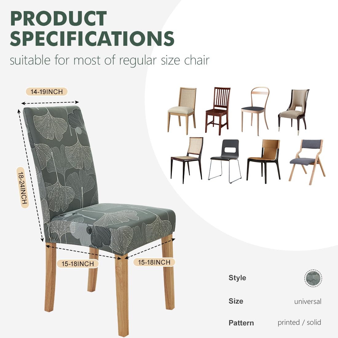 Stretch Dining Chair Covers 4-Pack - Washable Spandex Slipcovers for Home & Party Decor