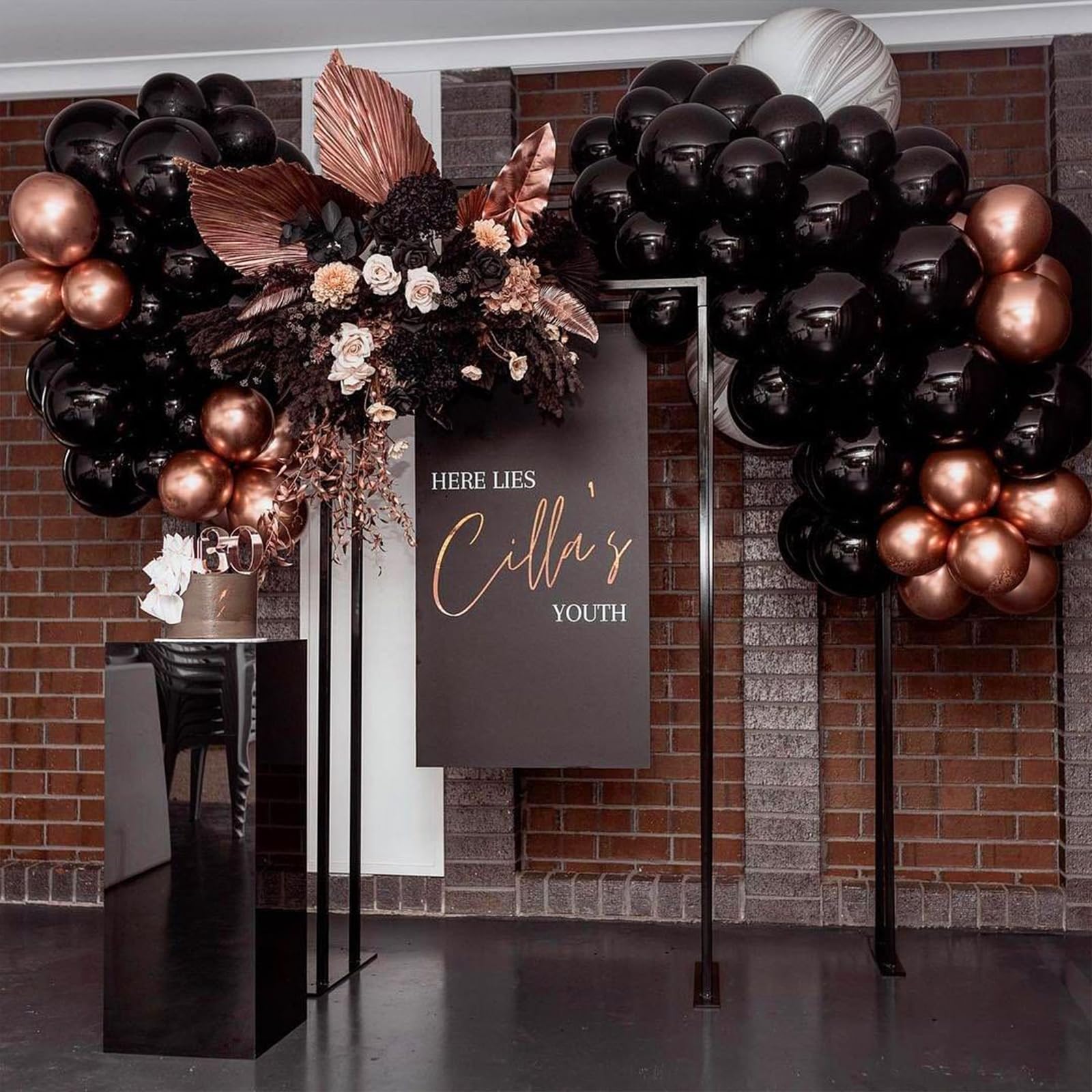 60Pcs 12 Inch Matte Black & Rose Gold Confetti Balloons Bulk - Elegant Latex Balloons for Birthday Party, Wedding, Bridal Shower, Anniversary & Prom Decorations - Perfect for Indoor/Outdoor Events & Photo Backdrops
