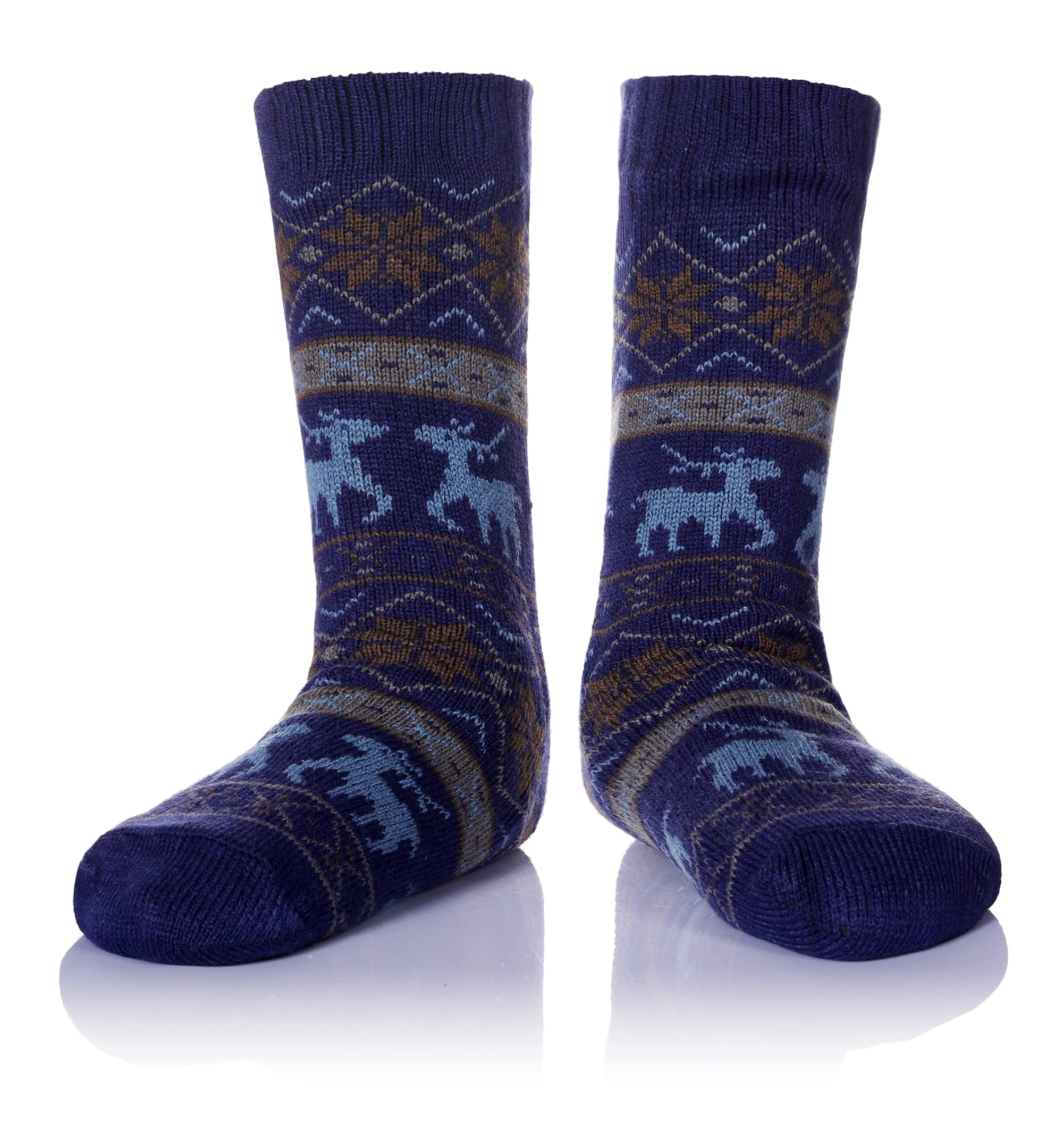 Men's Fleece Lined Thick Winter Slipper Socks - Cozy Non-Slip Fuzzy Home & Sleeping Socks for Cold Weather - Perfect for Indoor Lounging, Bedtime & Winter Comfort