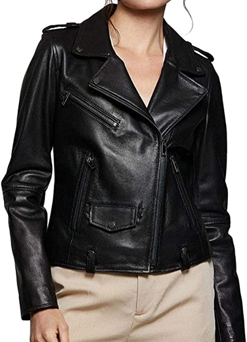 Black Women's Motorcycle Jacket - Soft & Comfortable Biker Jacket for Women | Perfect for Riding, Casual Wear & Outdoor Adventures