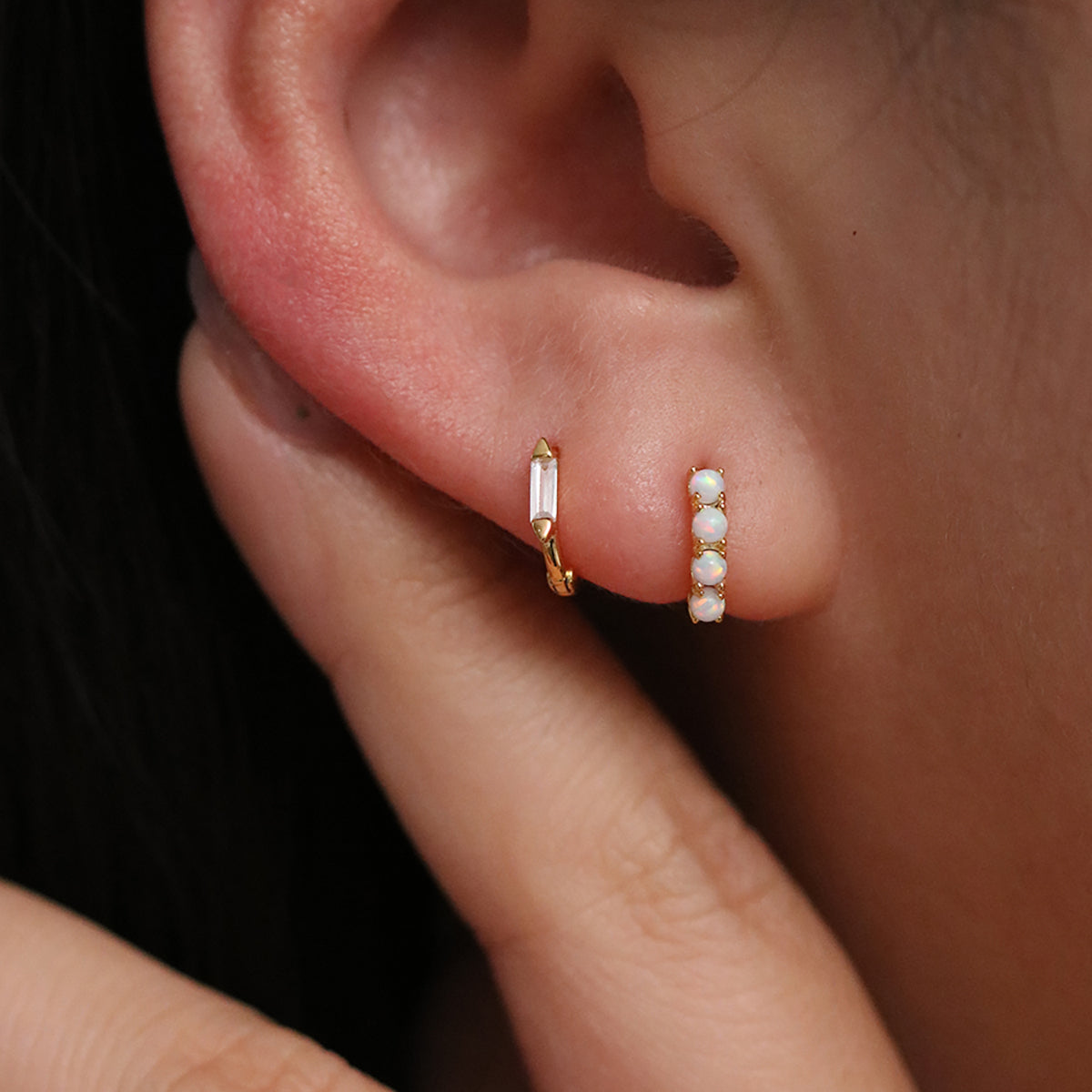 Square Cubic Huggie Earrings - Minimalist Gold Hoop Earrings for Women, Small Geometric Stud Earrings for Everyday Wear, Perfect for Work, Date Night & Gifting