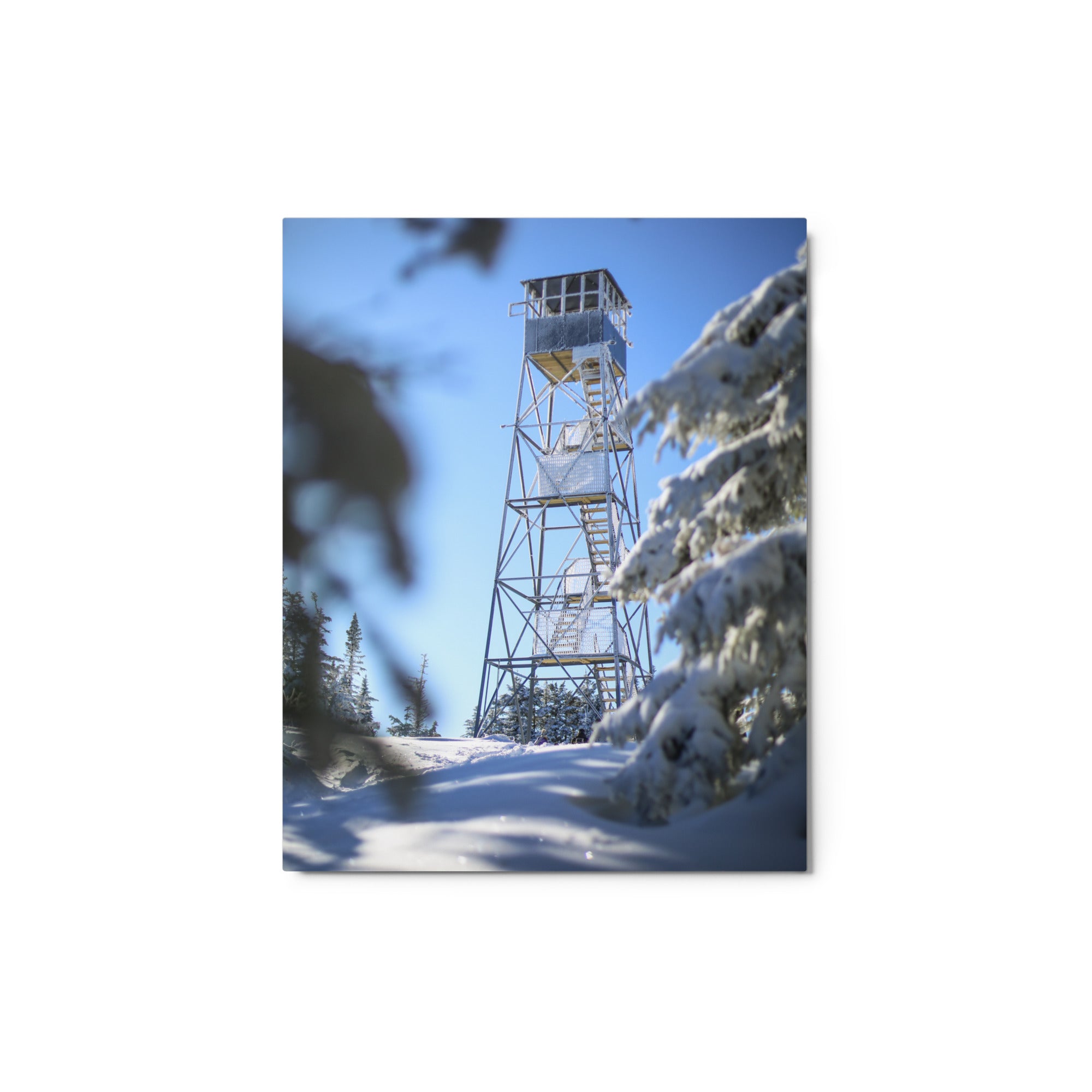 Premium Metal Print of ADK Winter Fire Tower - Stunning Wall Art for Home & Office Decor | Perfect for Living Room, Bedroom, or Gift