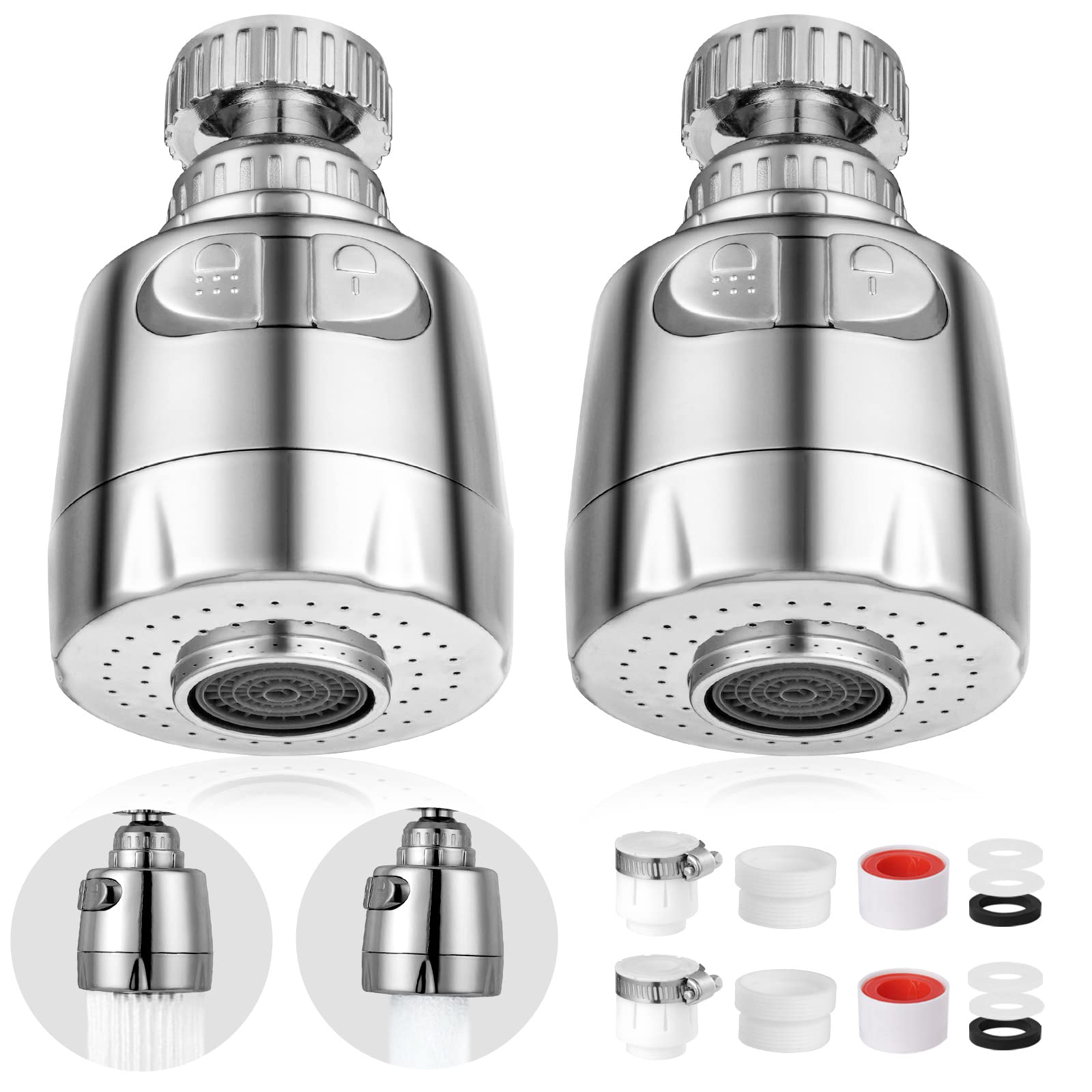Ainiv 360° Swivel Sink Faucet with 2-Piece Aerator - Dual Water Flow Modes for Kitchen & Bathroom | Extendable Tap Connection for Washing Dishes, Handwashing & More