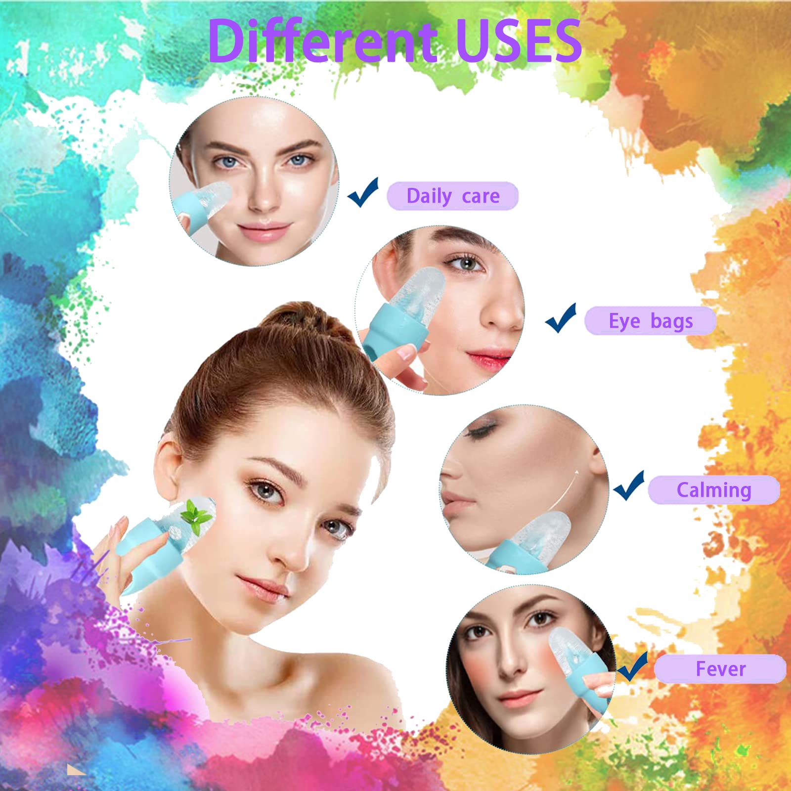 Ice Roller for Face & Eyes - Cooling Gua Sha Facial Massage Tool for Puffiness & Wrinkles - Skin Care & Beauty Essential - Perfect for Morning Routine & Post-Workout Recovery (Blue Eyes Design)
