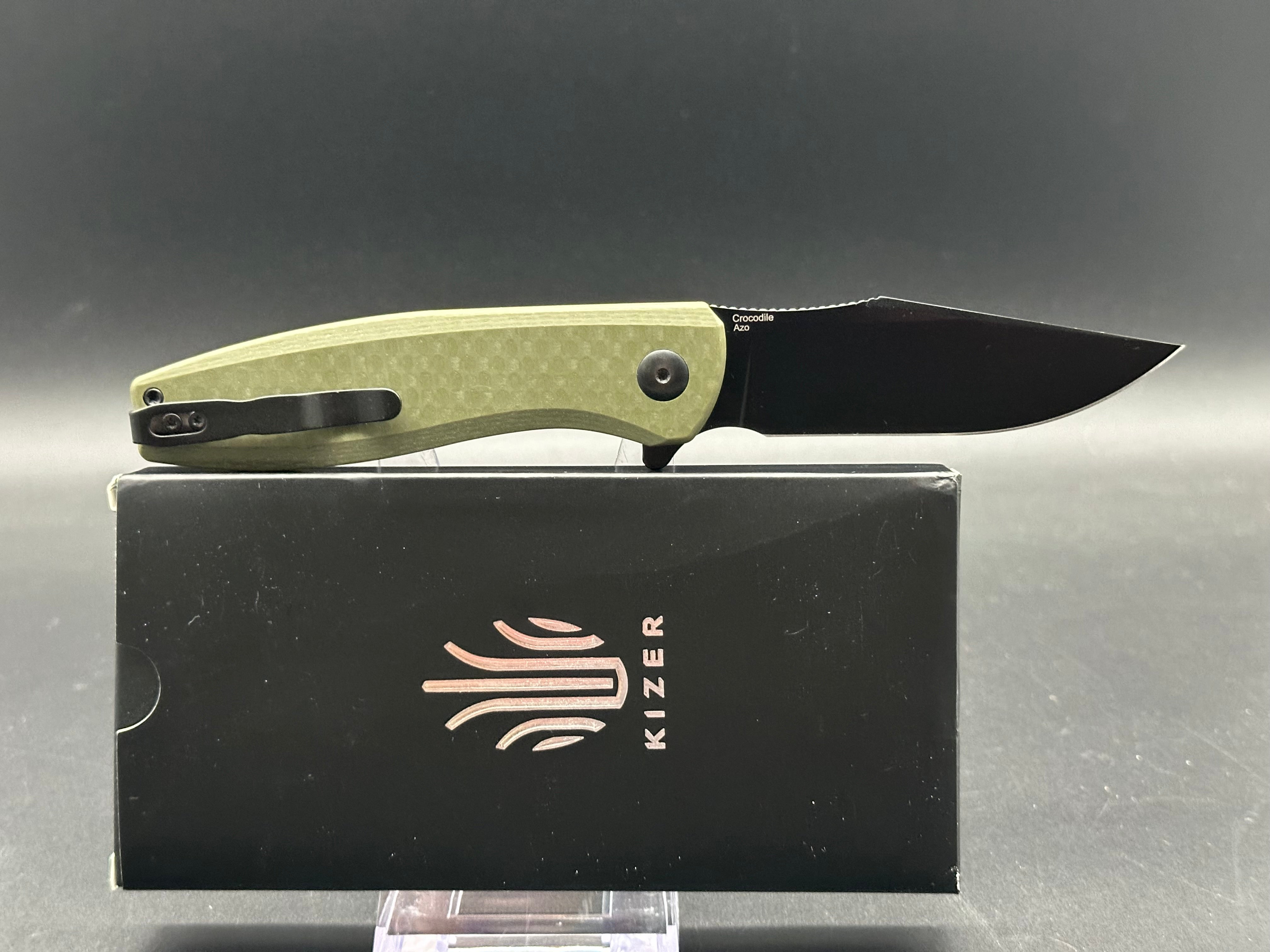Kizer Crocodile NitroV Blade Folding Pocket Knife with Liner Lock & G10 Handle - V4716M1 (3.45