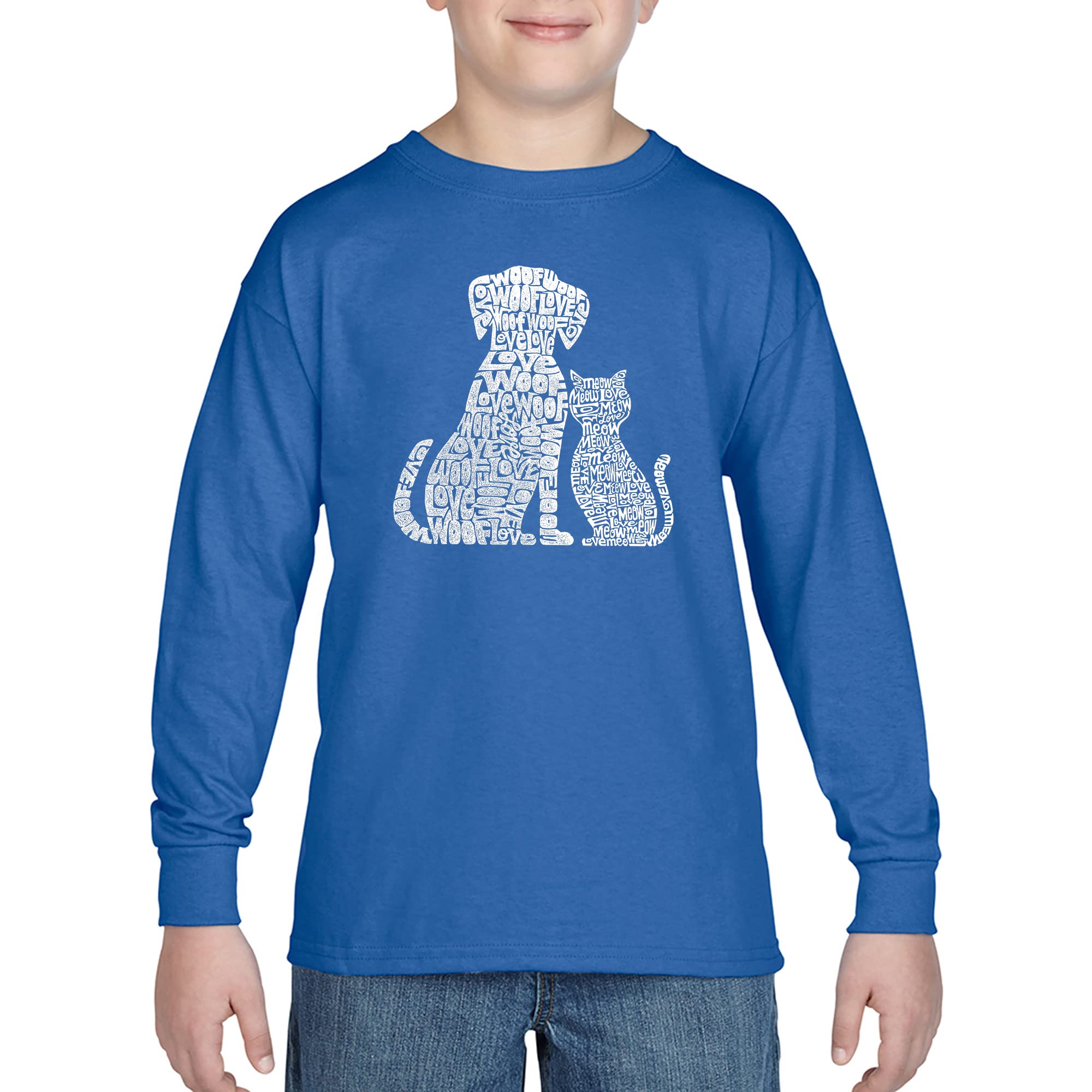 LA POP ART Boys' Word Art Long Sleeve T-Shirt - Best Pals Graphic Tee for Kids - Perfect for School, Playdates & Family Outings