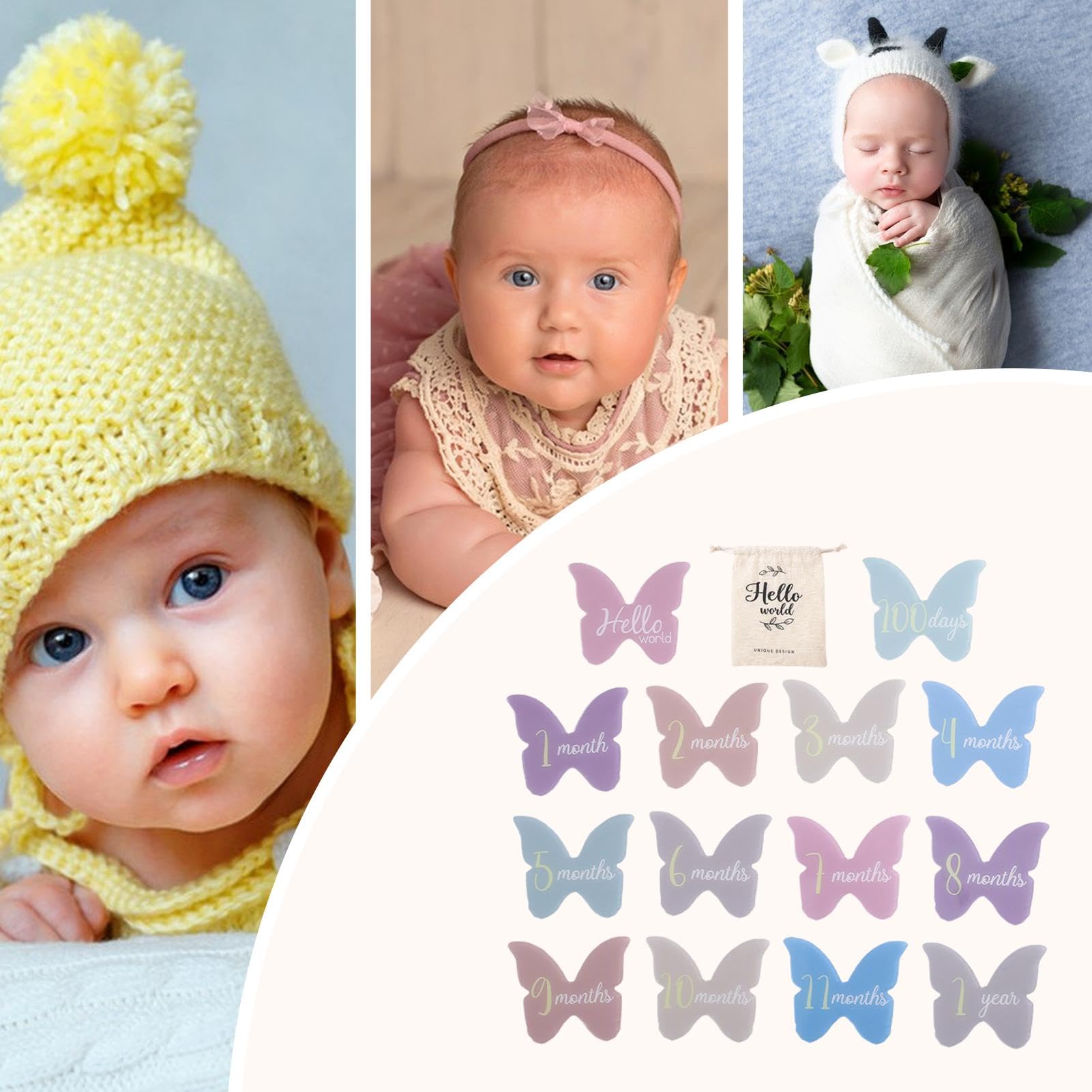 Acrylic Baby Growth Card - Elegant Newborn Photography Prop for Welcome & Hello Signs | Document Your Baby's Milestones | Perfect for Newborn Photo Shoots, Baby Showers & Nursery Decor