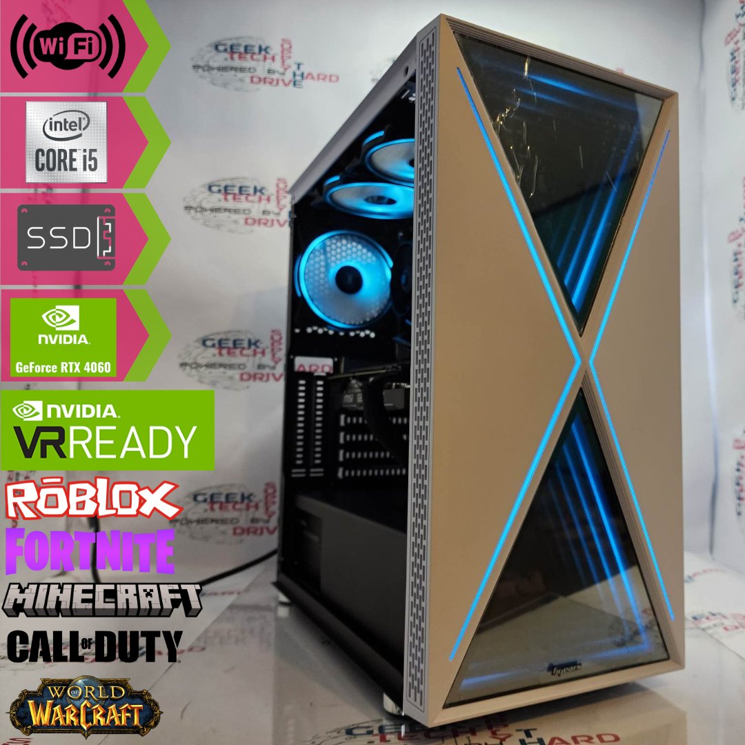Custom Gaming PC Desktop Computer - Intel Core i5, NVIDIA RTX 4060, 1TB SSD, 16GB DDR5, Blackwidow White B760 - Perfect for Esports, Streaming & High-Performance Gaming
